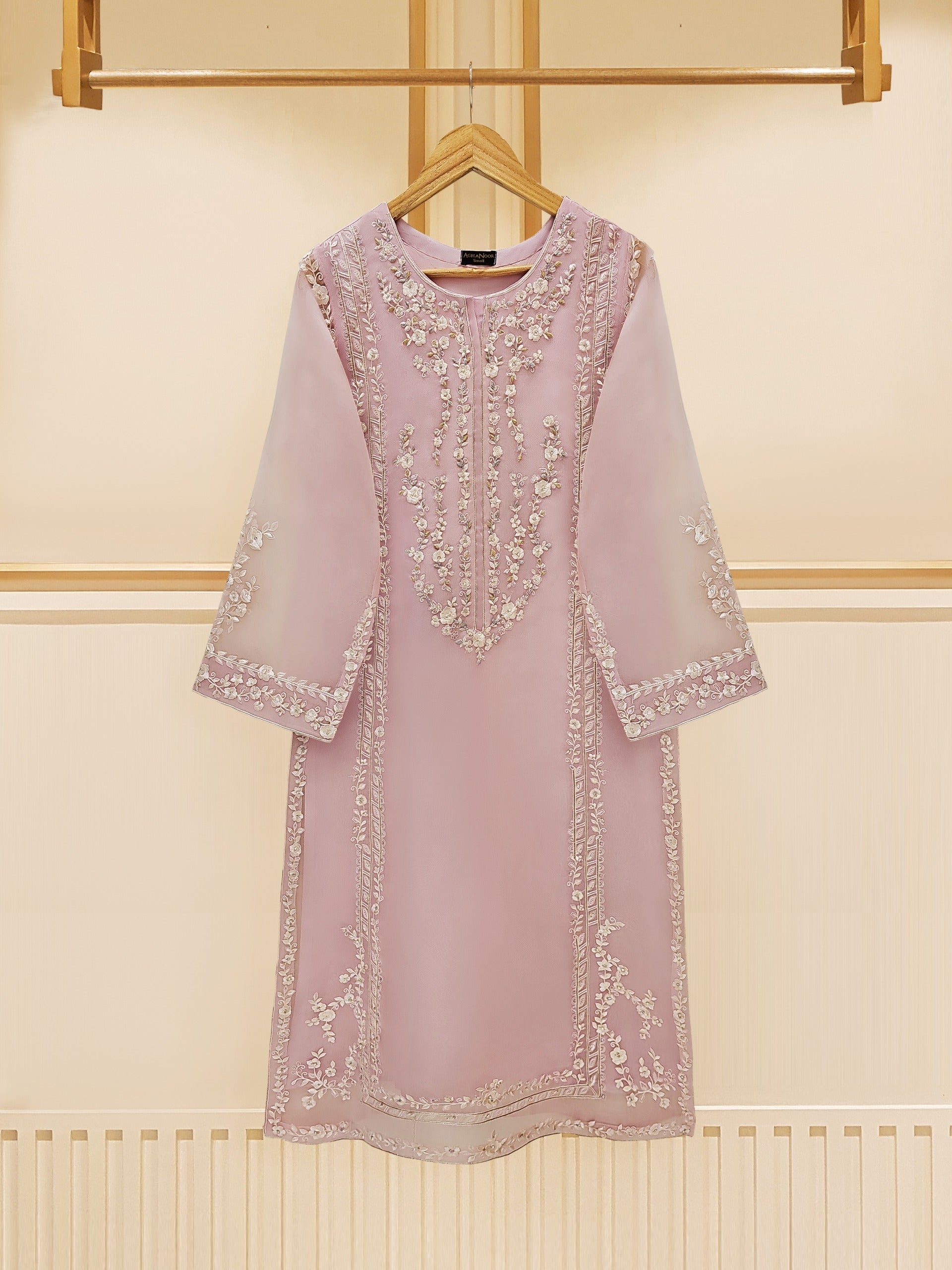 3 Piece - Pure Organza Embroidered Suit S109496 - Image 2