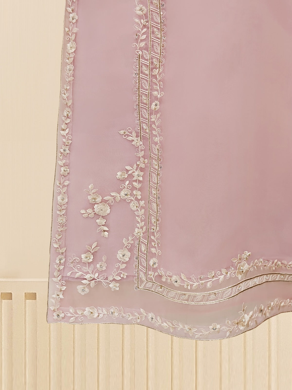 3 Piece - Pure Organza Embroidered Suit S109496 - Image 6