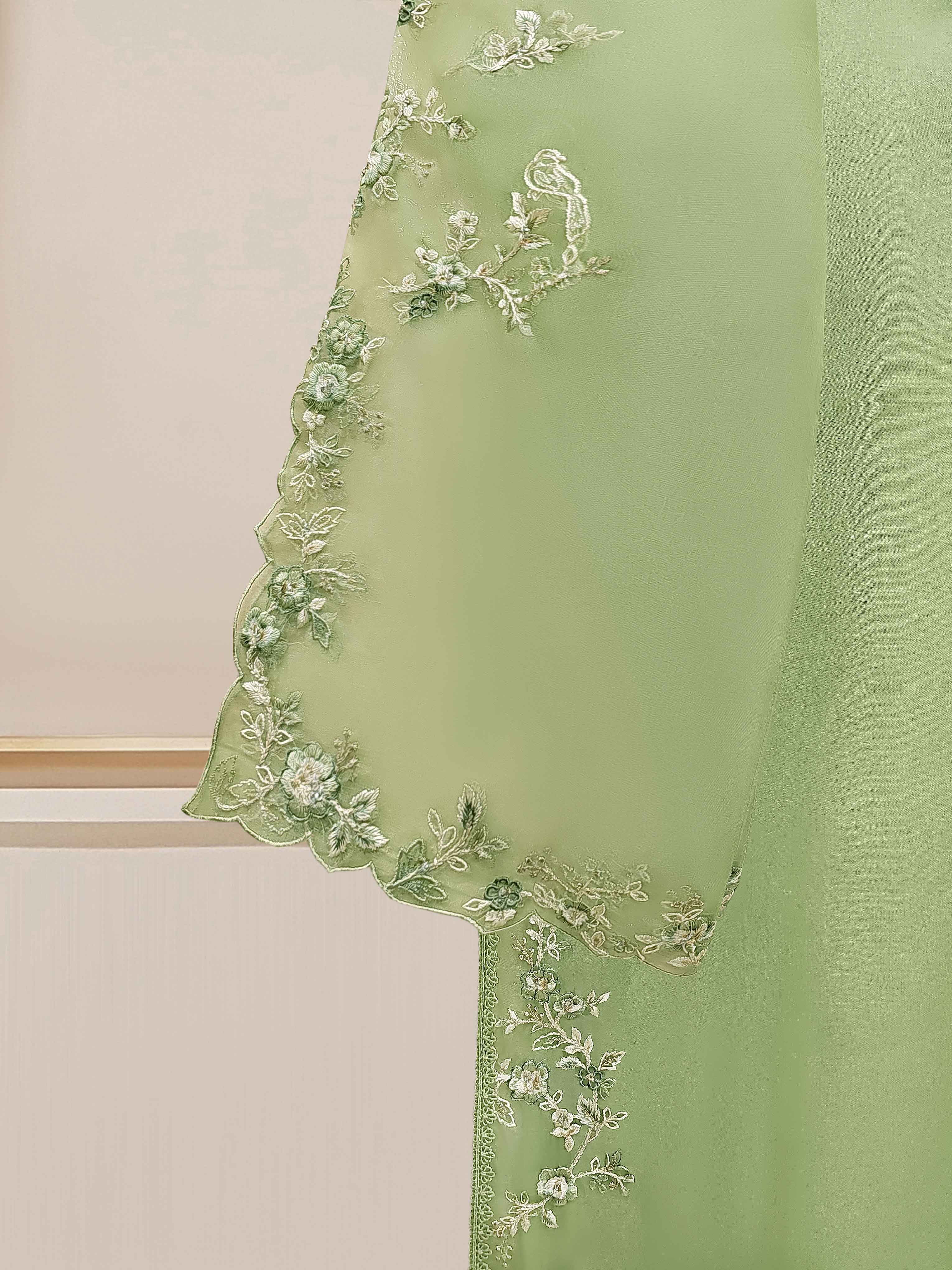 3 Piece - Pure Organza Embroidered Suit S110098 - Image 3