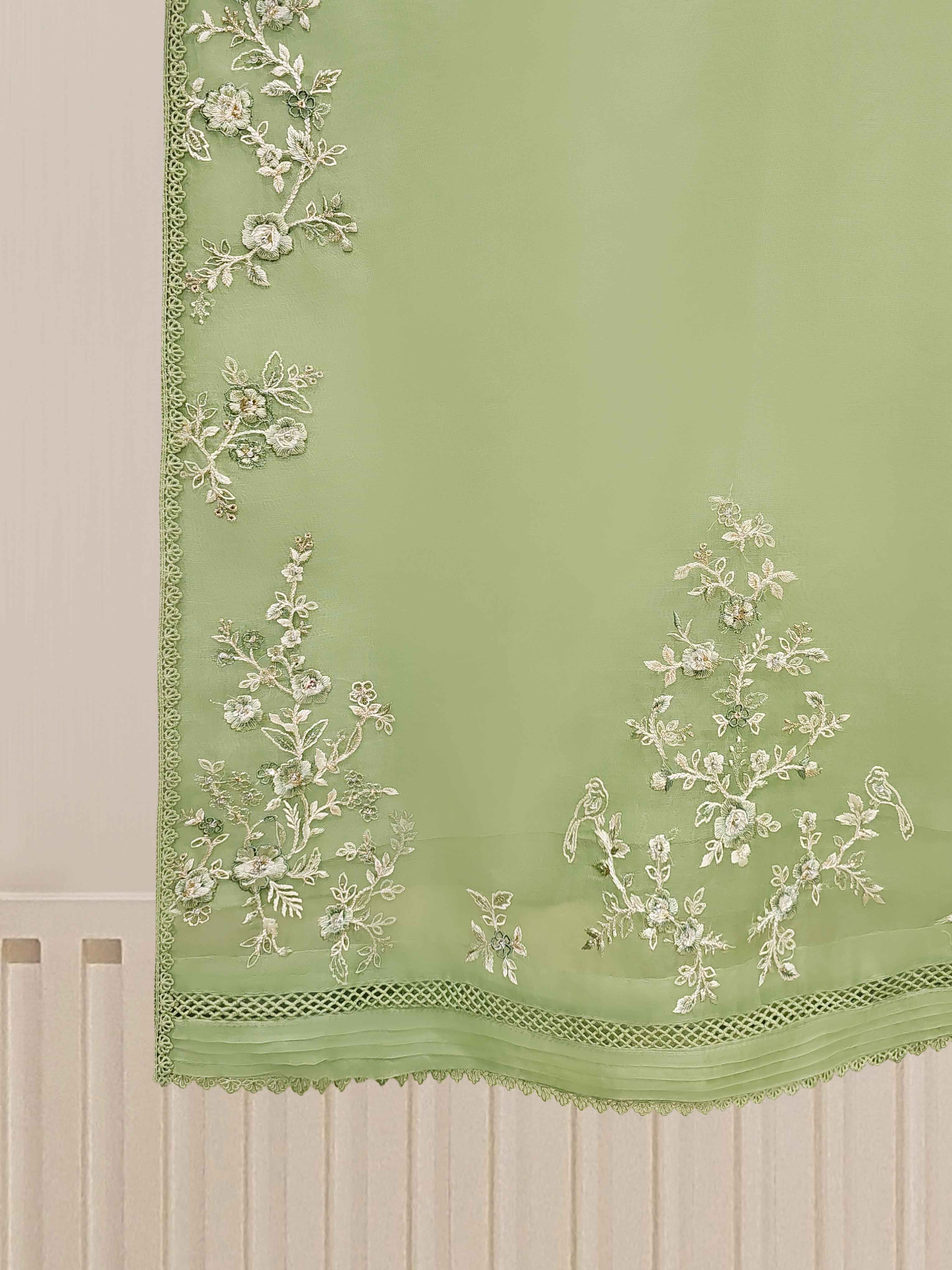 3 Piece - Pure Organza Embroidered Suit S110098 - Image 4