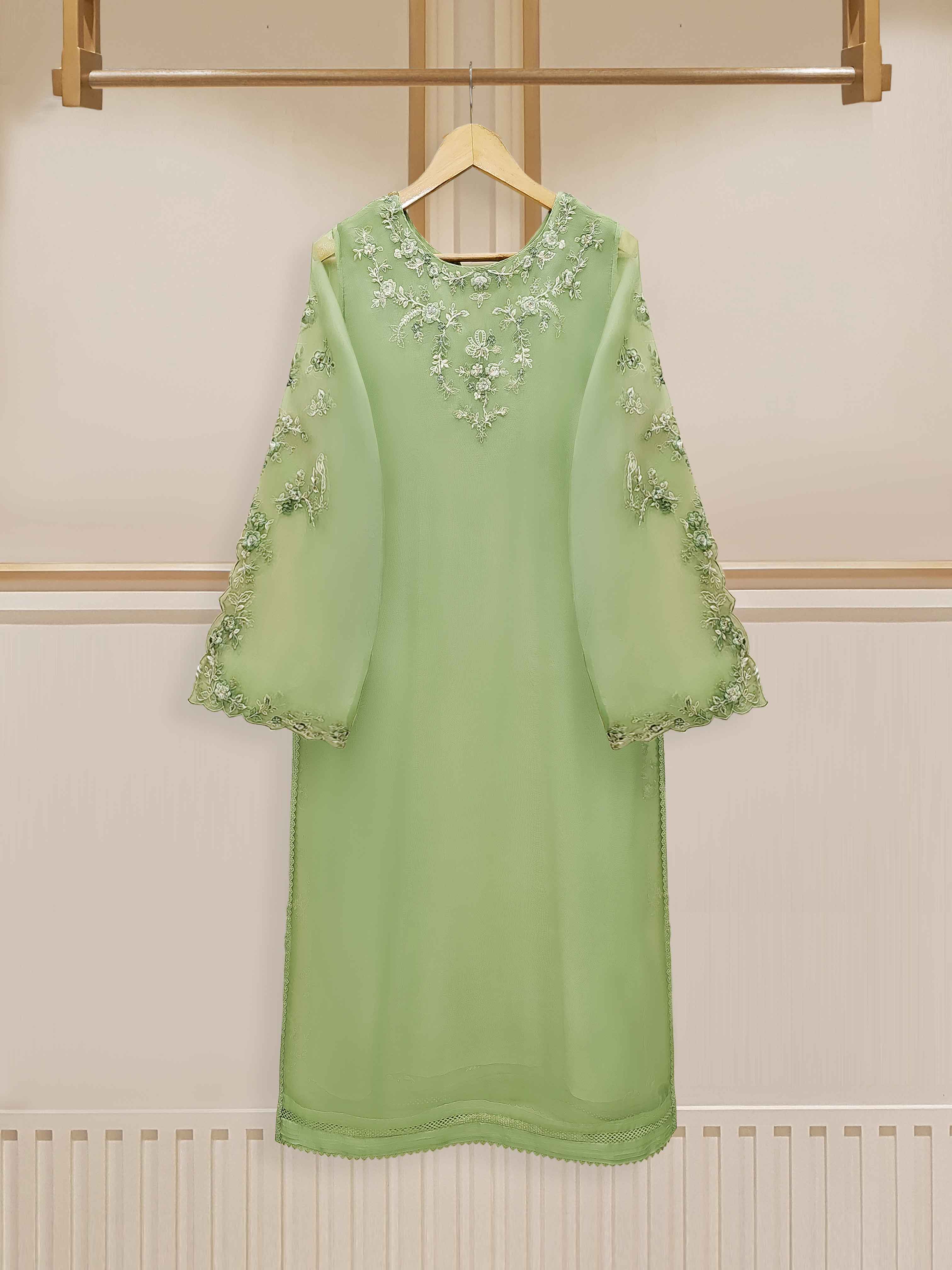 3 Piece - Pure Organza Embroidered Suit S110098 - Image 6