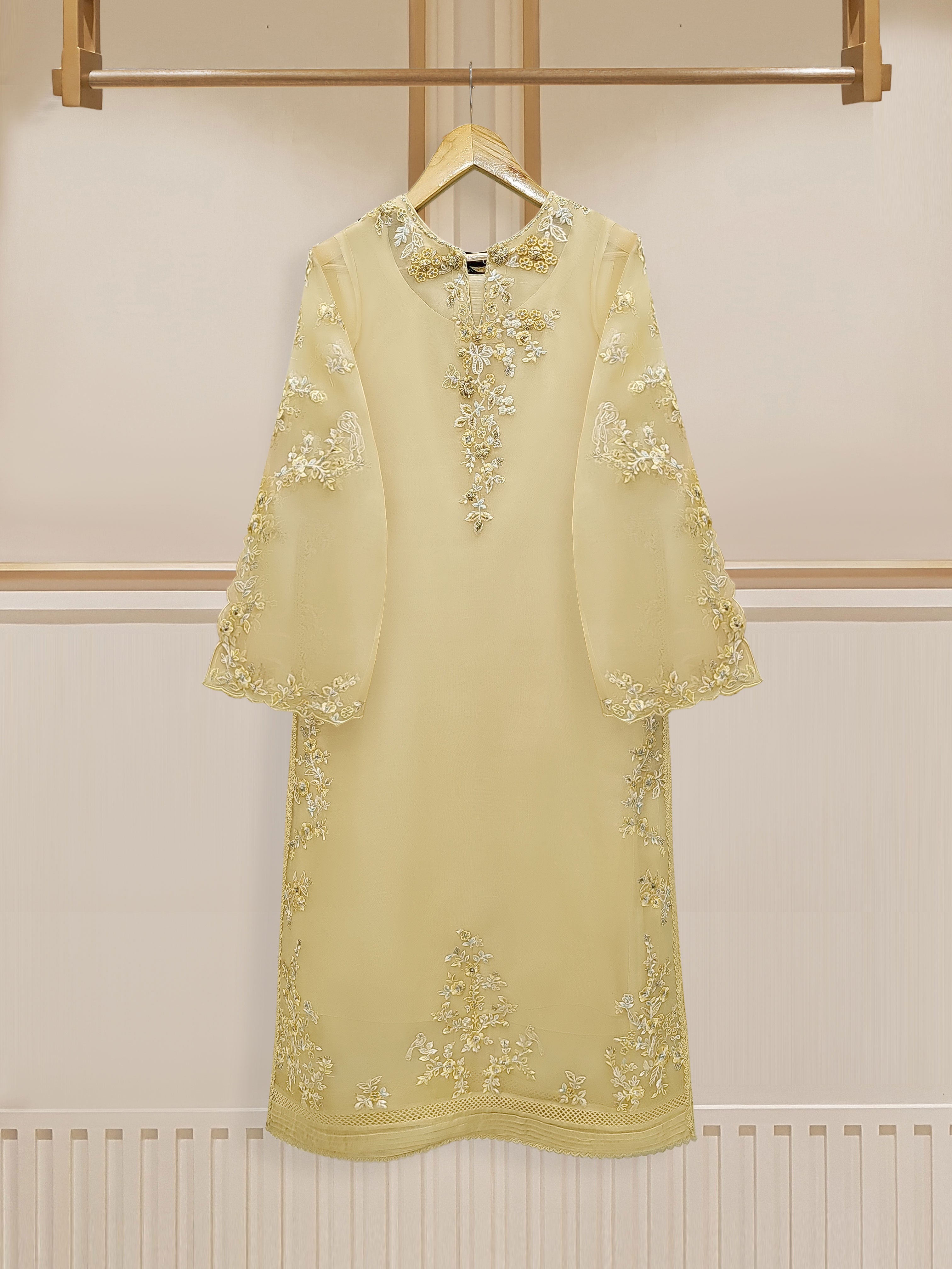 3 Piece - Pure Organza Embroidered Suit S110111 - Image 2