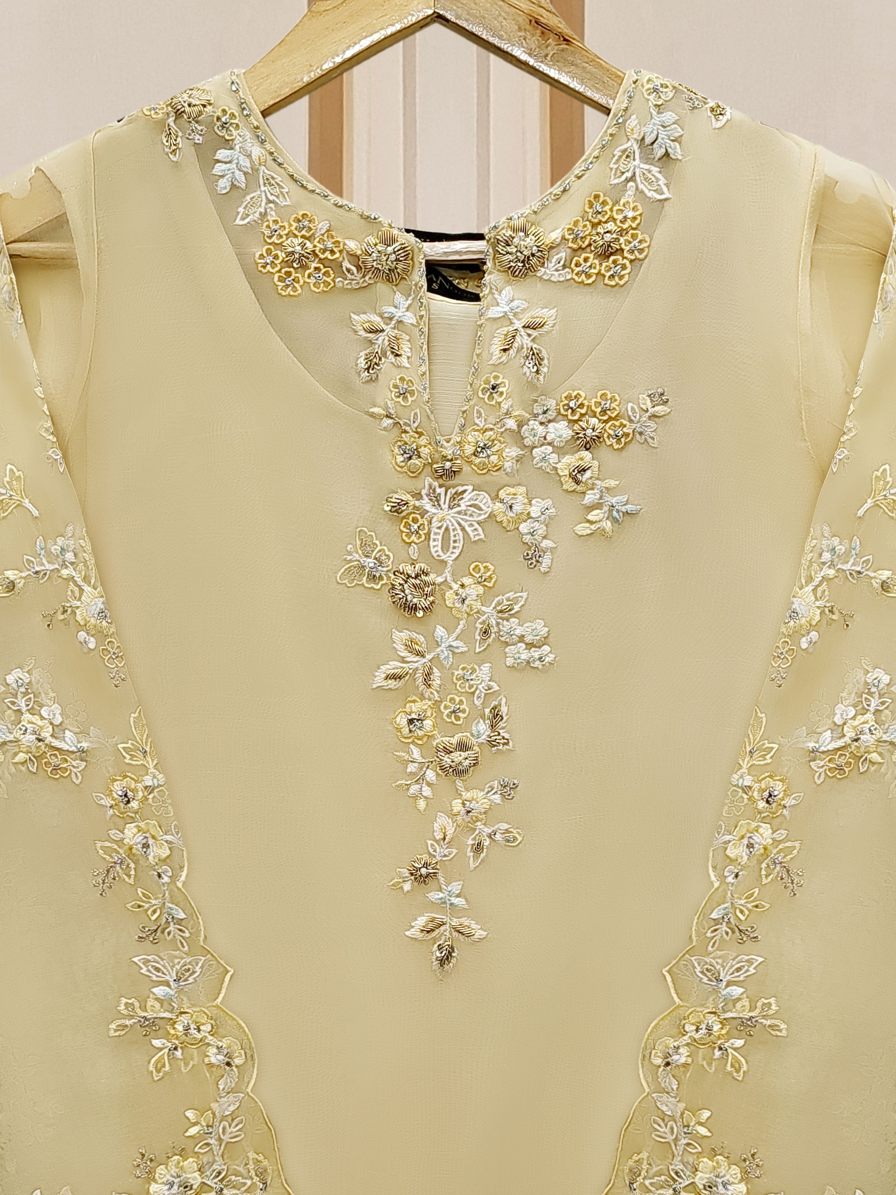 3 Piece - Pure Organza Embroidered Suit S110111 - Image 5