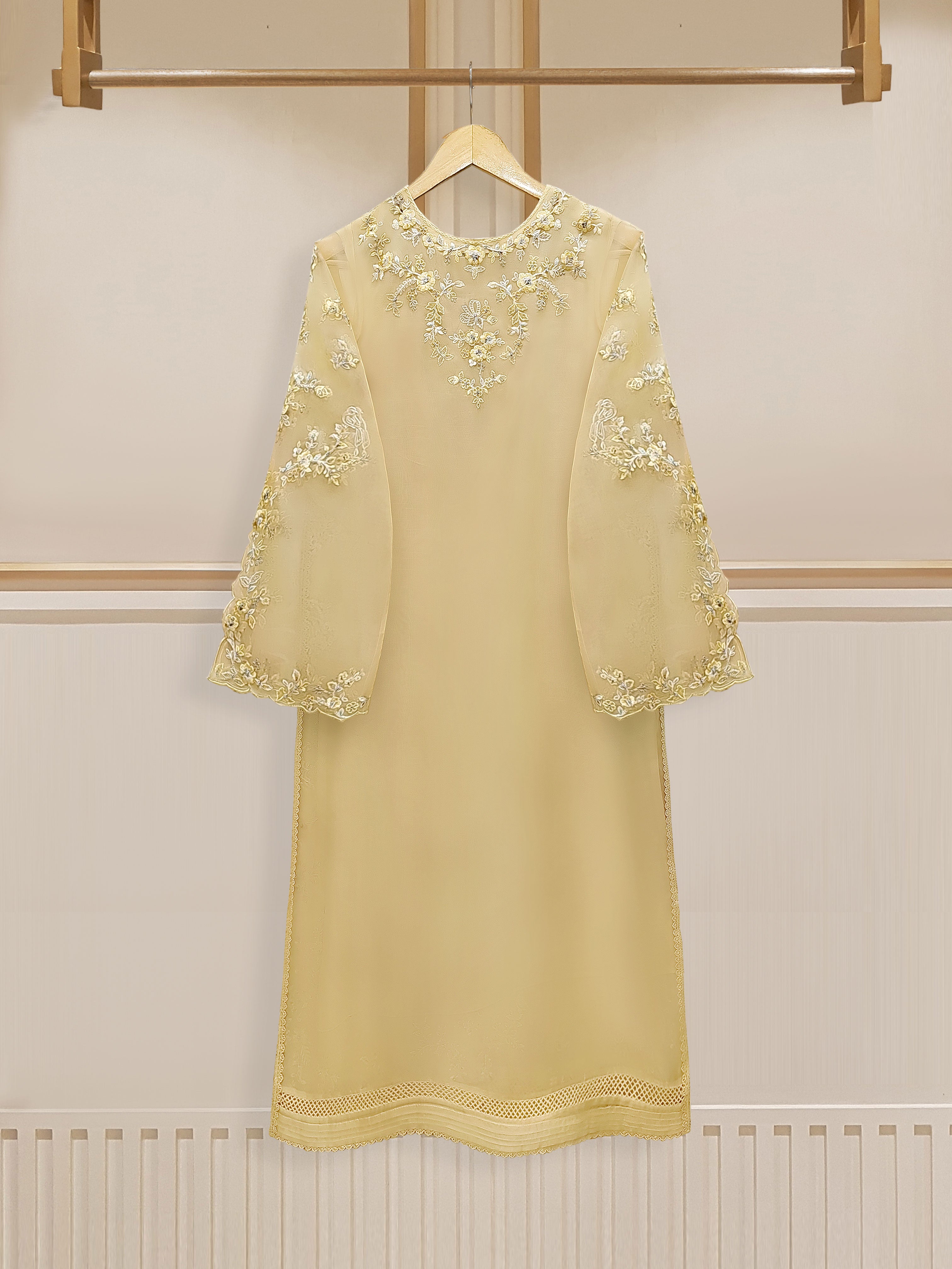 3 Piece - Pure Organza Embroidered Suit S110111 - Image 6
