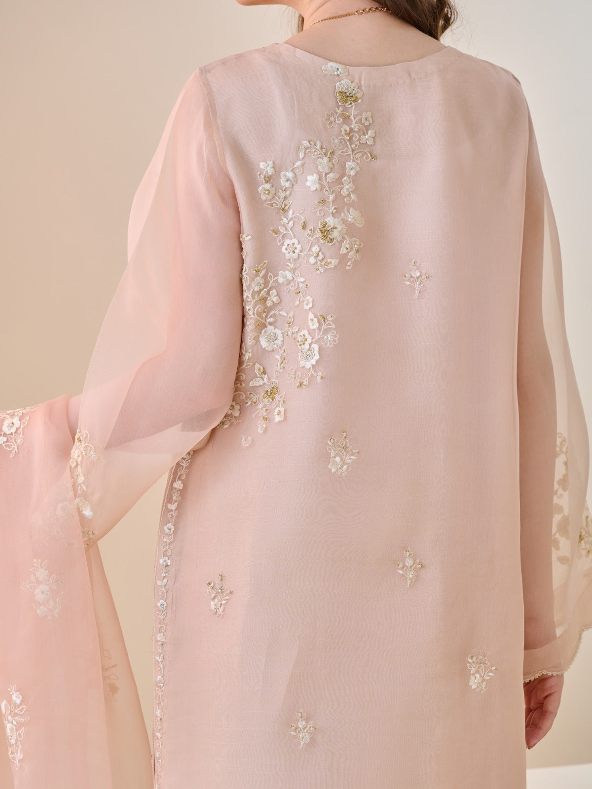 3 Piece - Pure Organza Embroidered Suit S110135 - Image 4