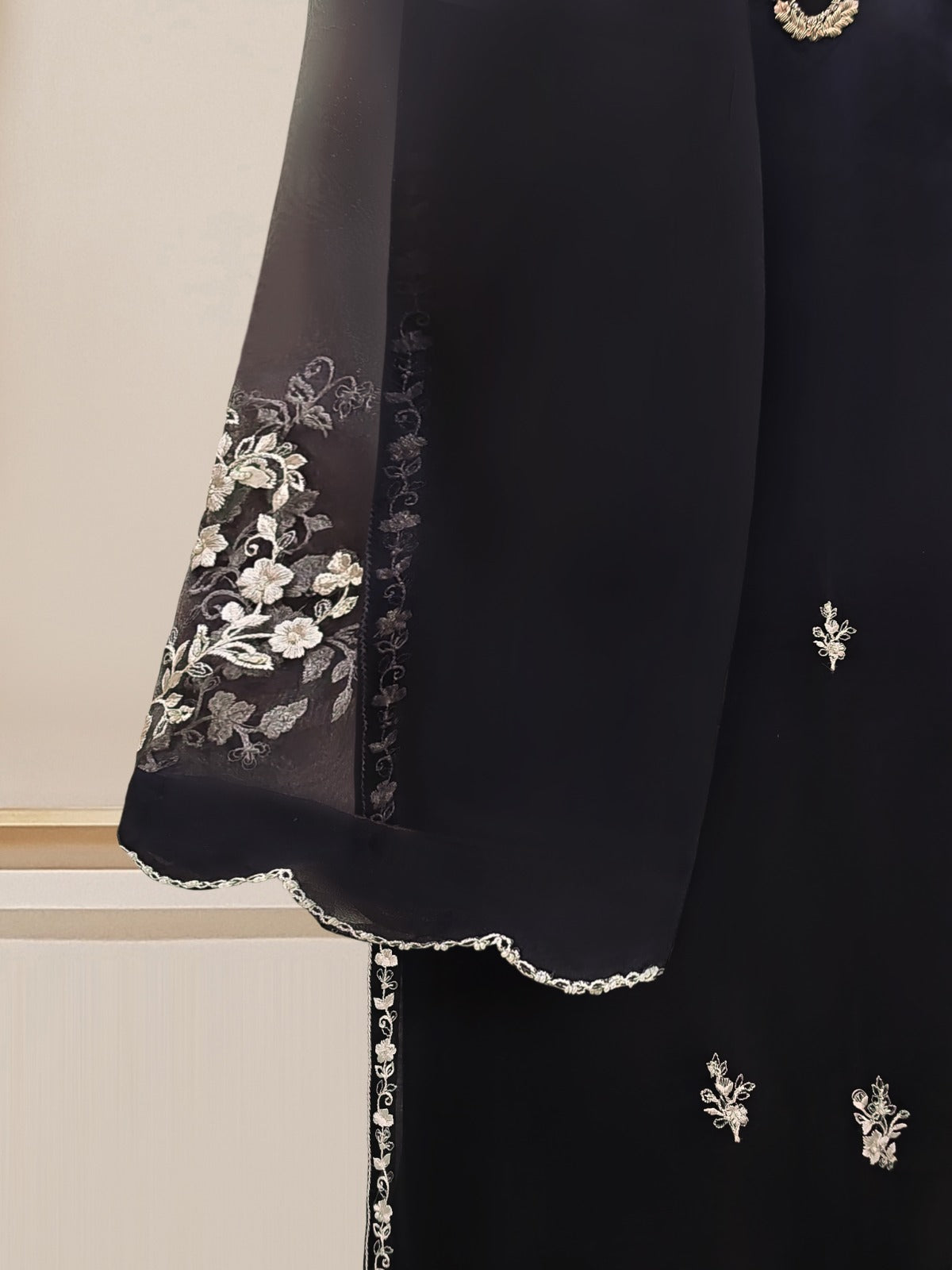 3 Piece - Pure Organza Embroidered Suit S110164 - Image 7