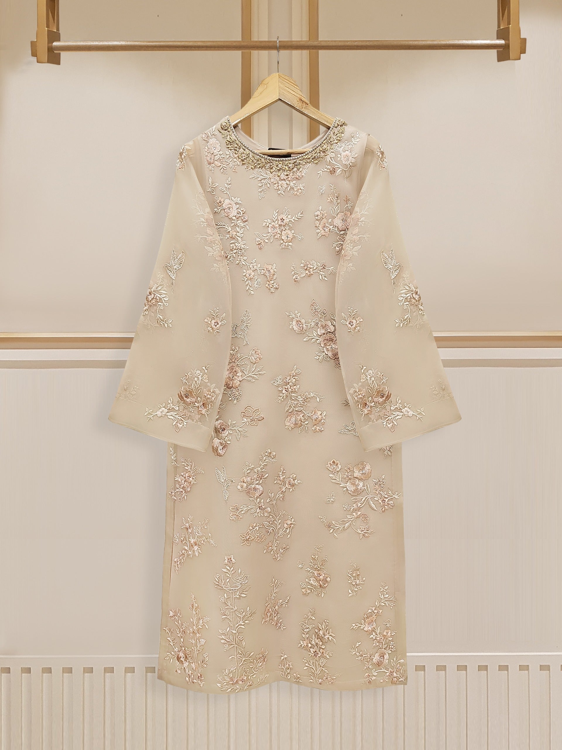 3 Piece - Pure Organza Embroidered Suit S110177 - Image 2
