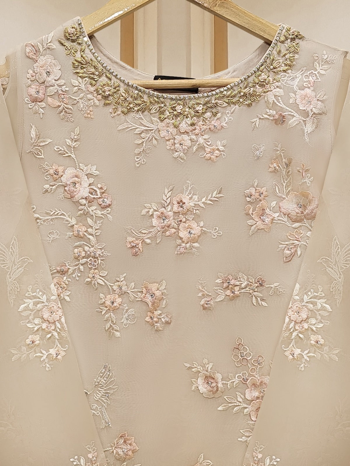 3 Piece - Pure Organza Embroidered Suit S110177 - Image 3
