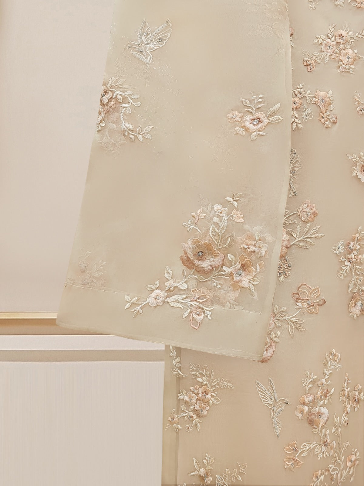 3 Piece - Pure Organza Embroidered Suit S110177 - Image 4