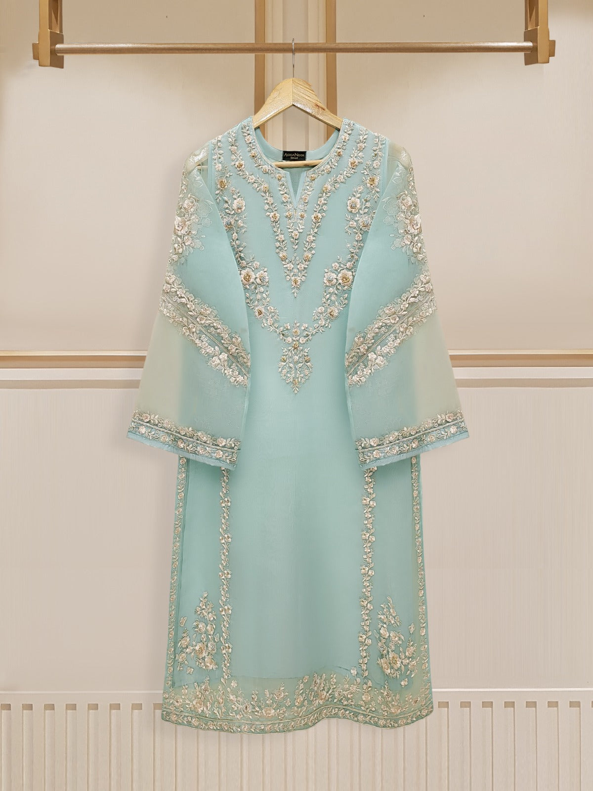 3 Piece - Pure Organza Embroidered Suit S110230 - Image 2