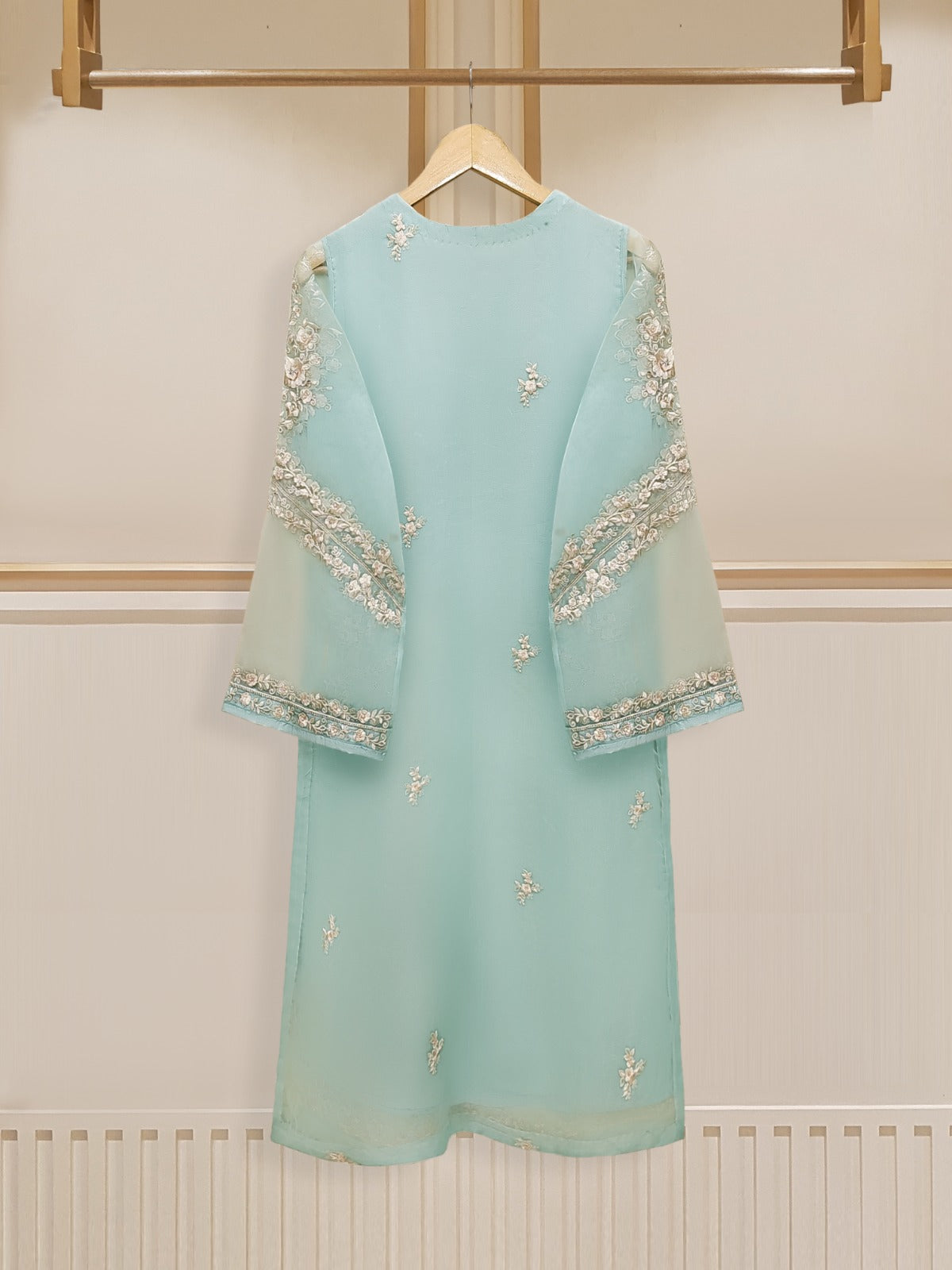 3 Piece - Pure Organza Embroidered Suit S110230 - Image 5