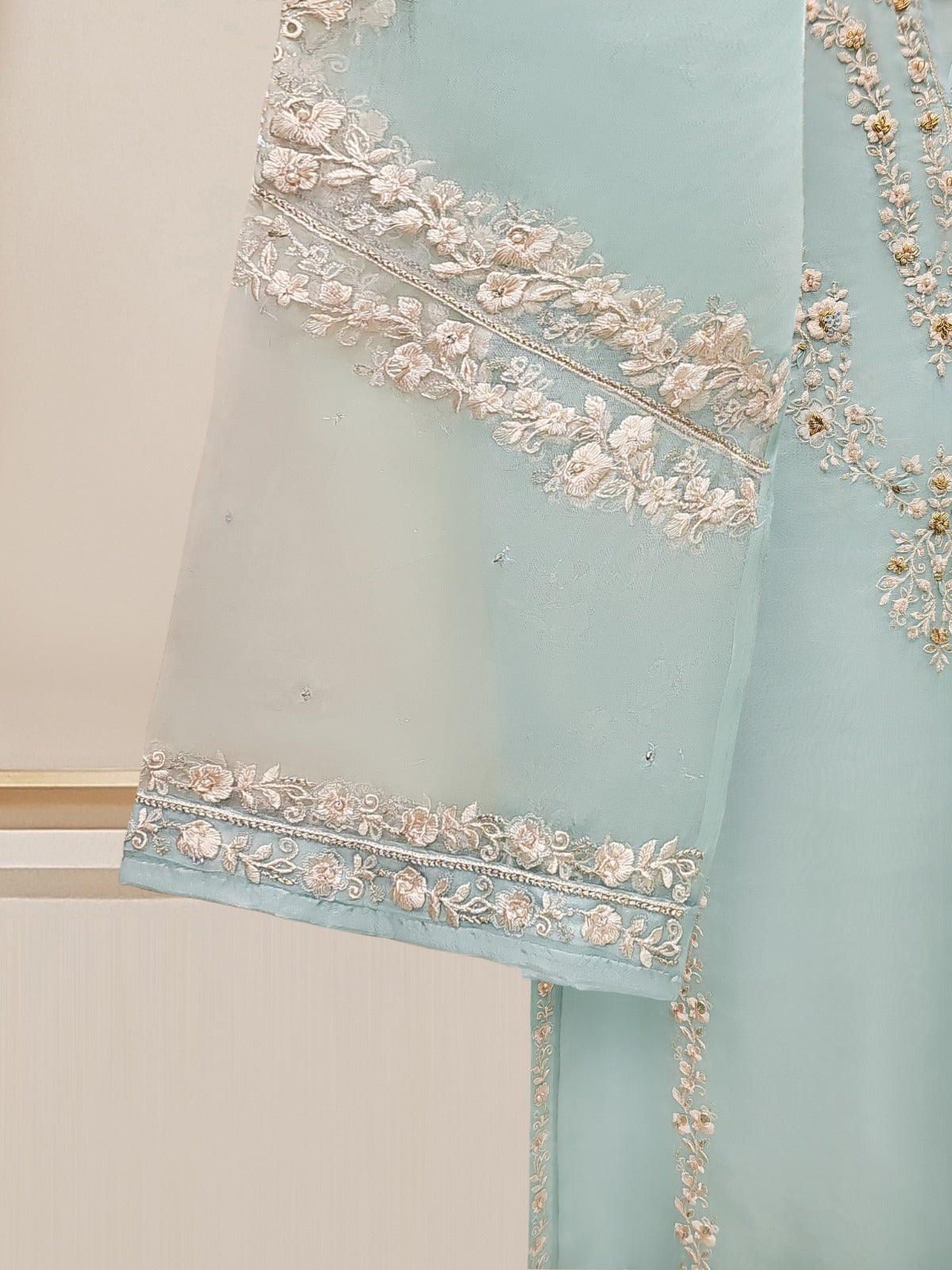 3 Piece - Pure Organza Embroidered Suit S110230 - Image 6