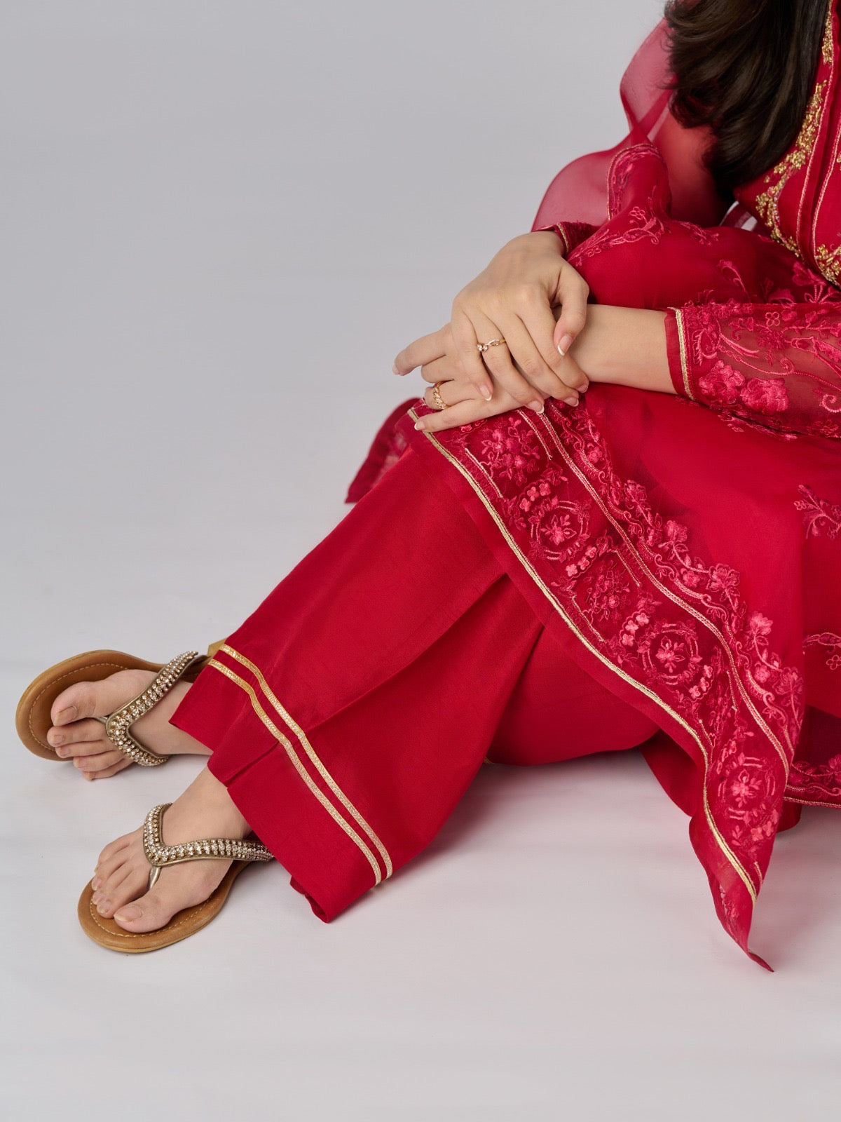 3 Piece - Pure Organza Embroidered Suit S110348 - Image 6