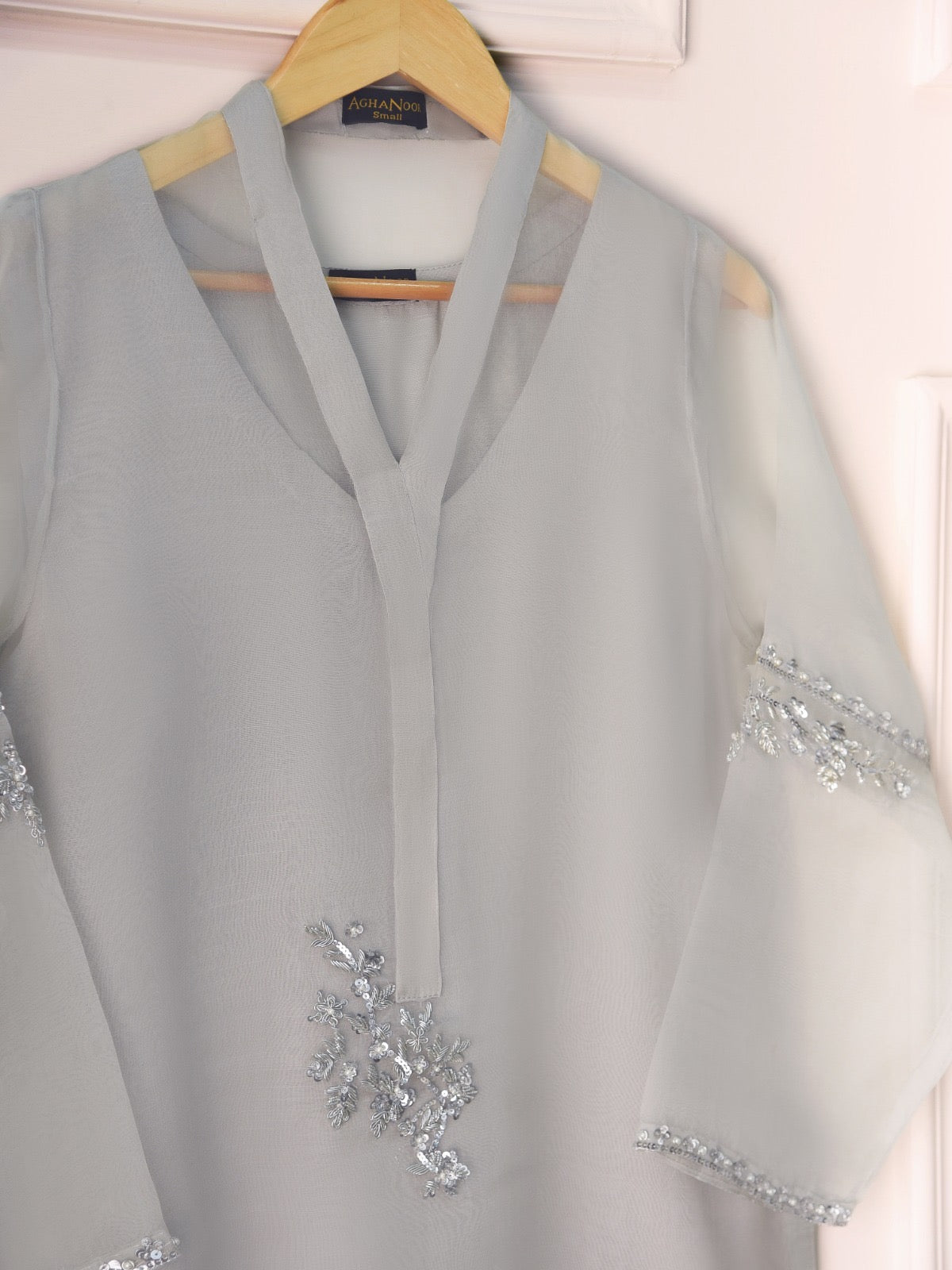 3 Piece - Pure Organza Embroidered Suit S110491 - Image 2