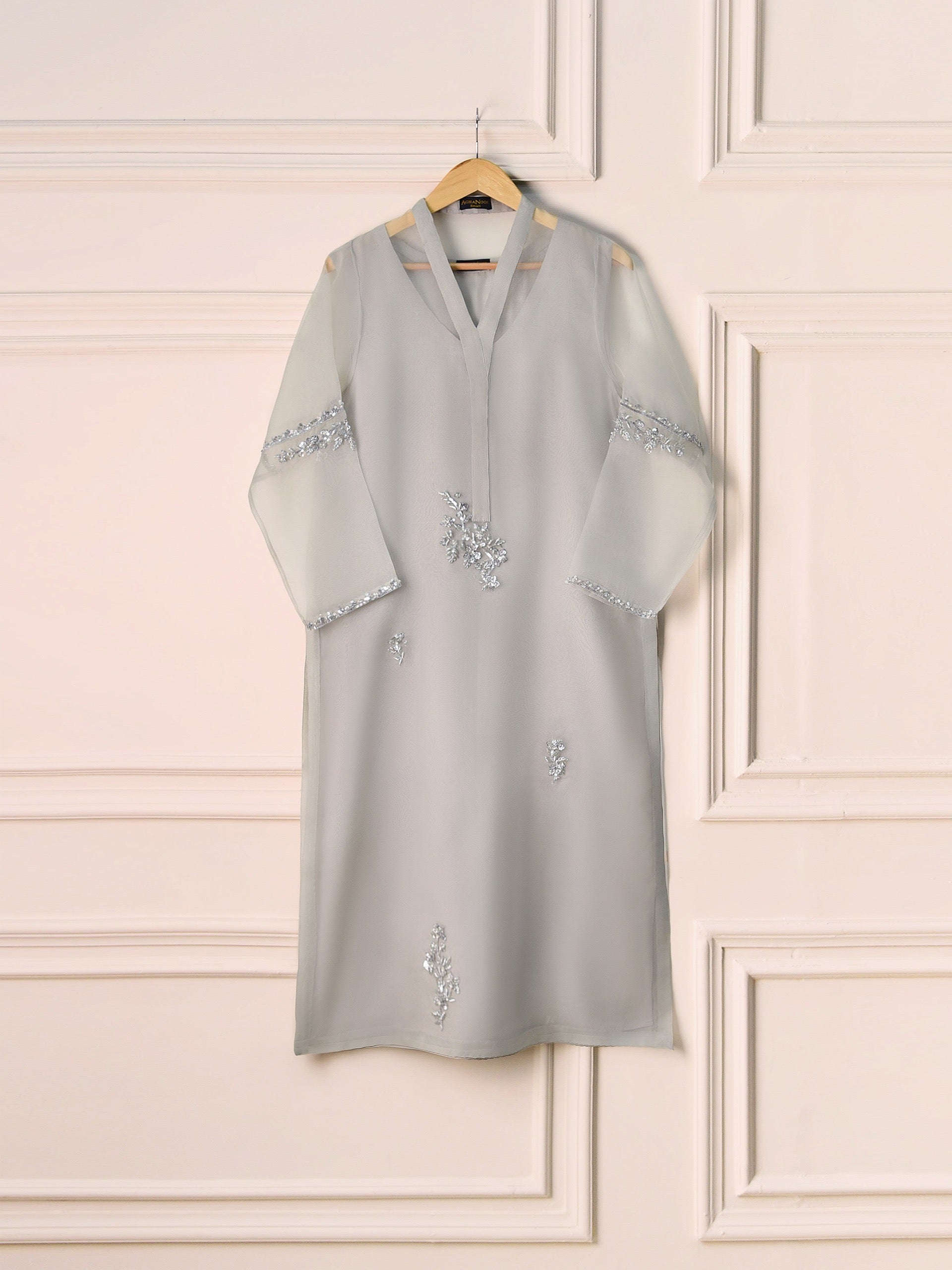 3 Piece - Pure Organza Embroidered Suit S110491 - Image 3