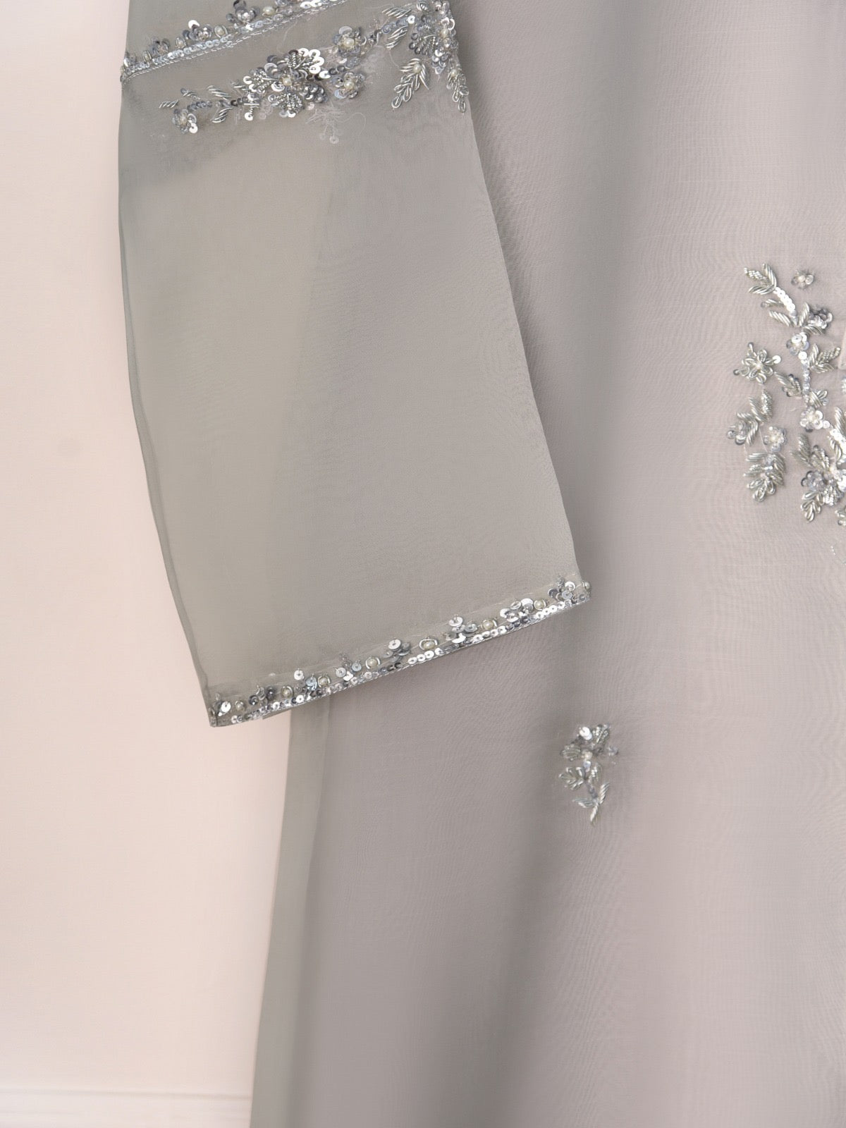 3 Piece - Pure Organza Embroidered Suit S110491 - Image 4