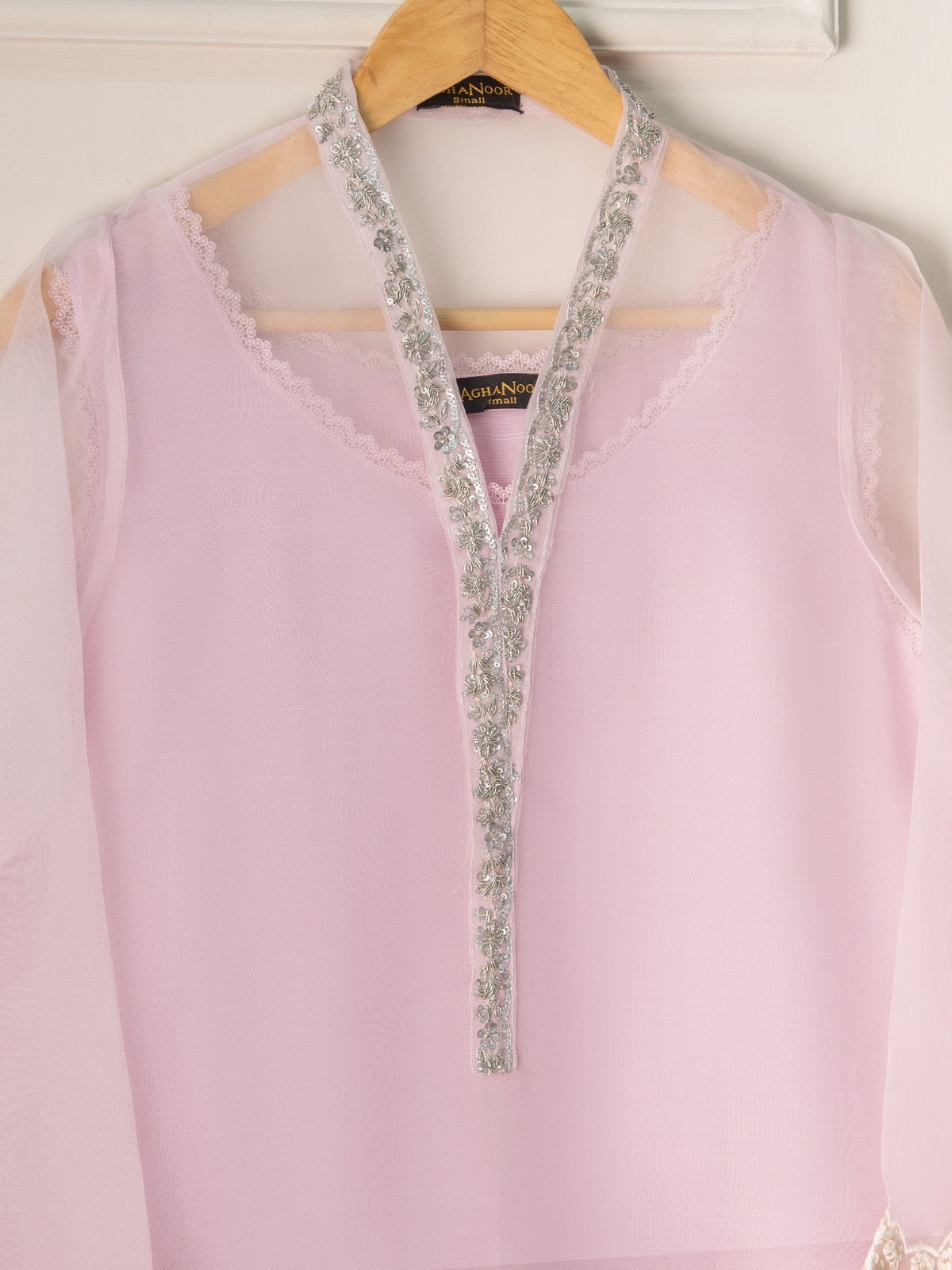 3 Piece - Pure Organza Embroidered Suit S110623 - Image 2