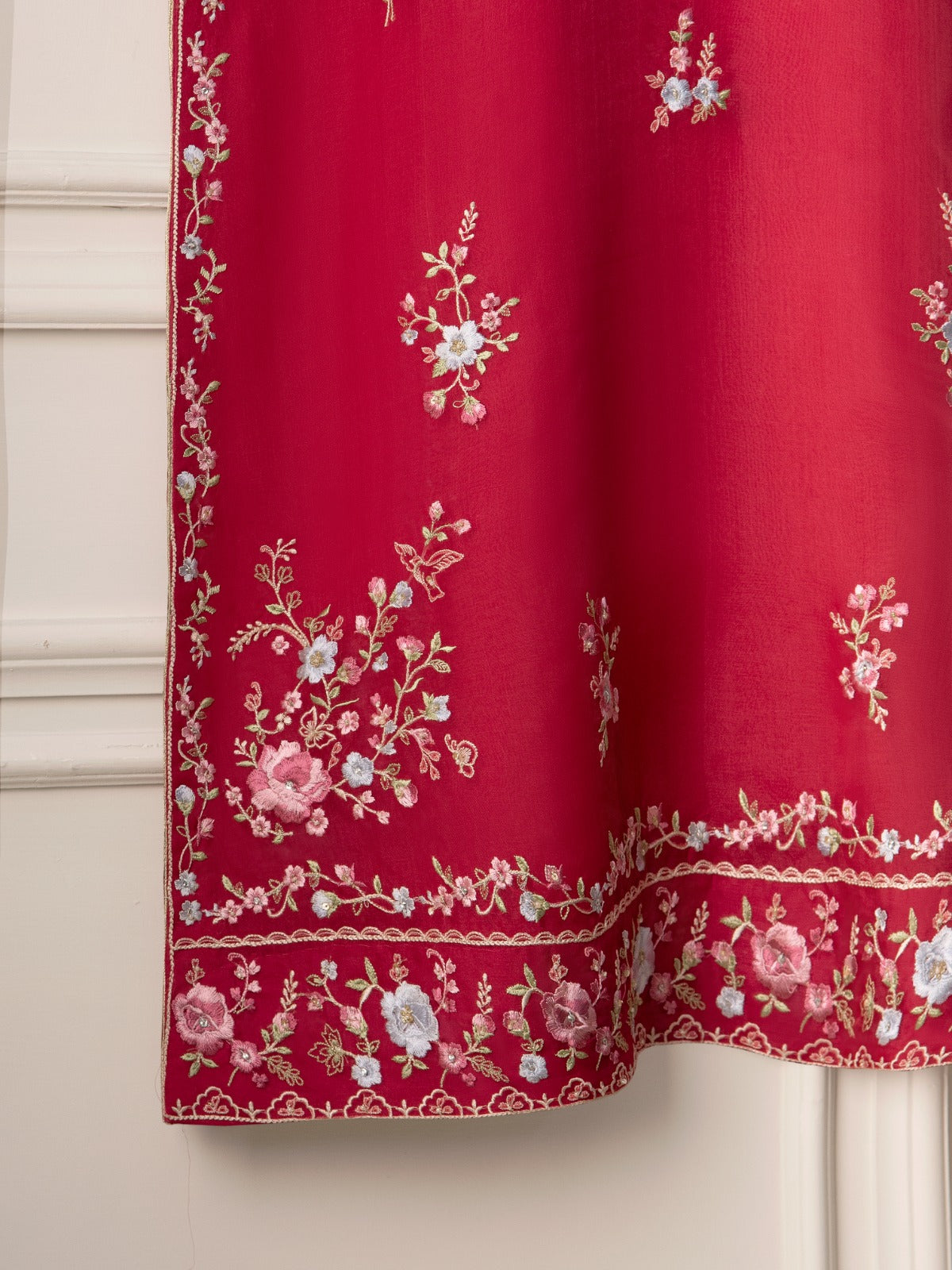 3 Piece - Pure Organza Embroidered Suit S110835 - Image 5