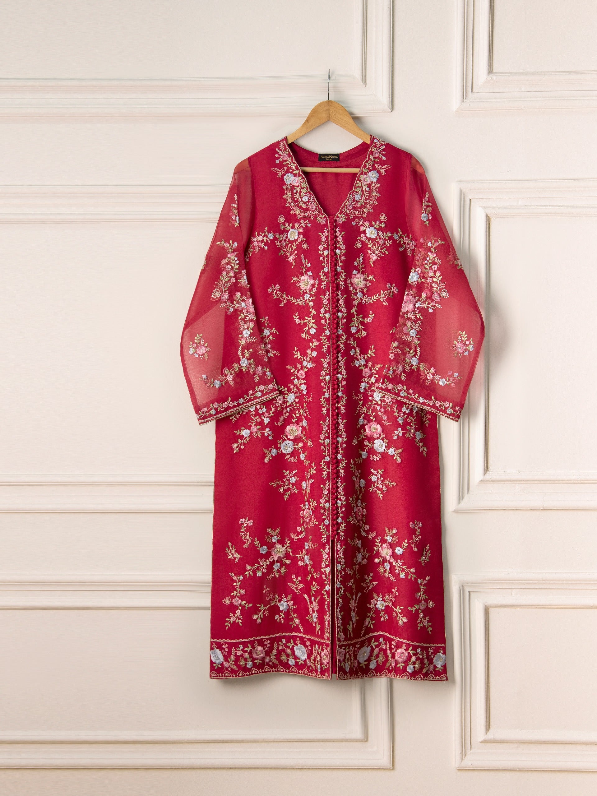 3 Piece - Pure Organza Embroidered Suit S110835 - Image 6