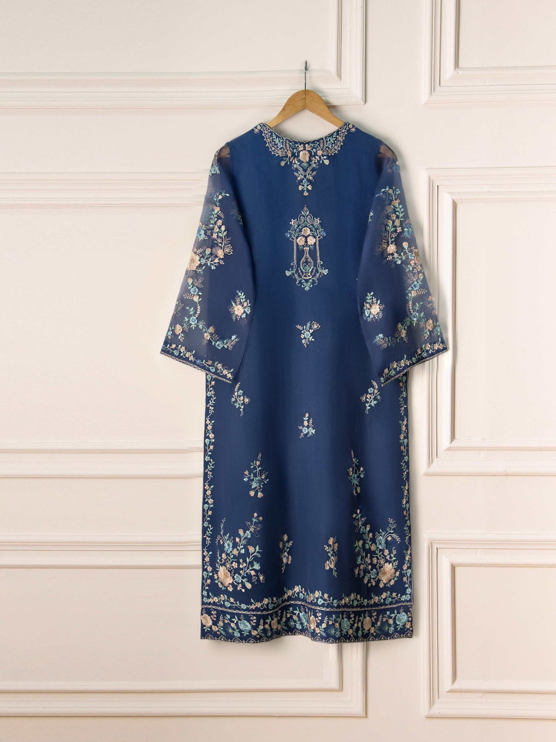 3 Piece - Pure Organza Embroidered Suit S110886 - Image 4