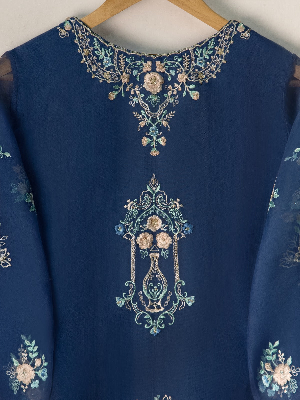 3 Piece - Pure Organza Embroidered Suit S110886 - Image 6