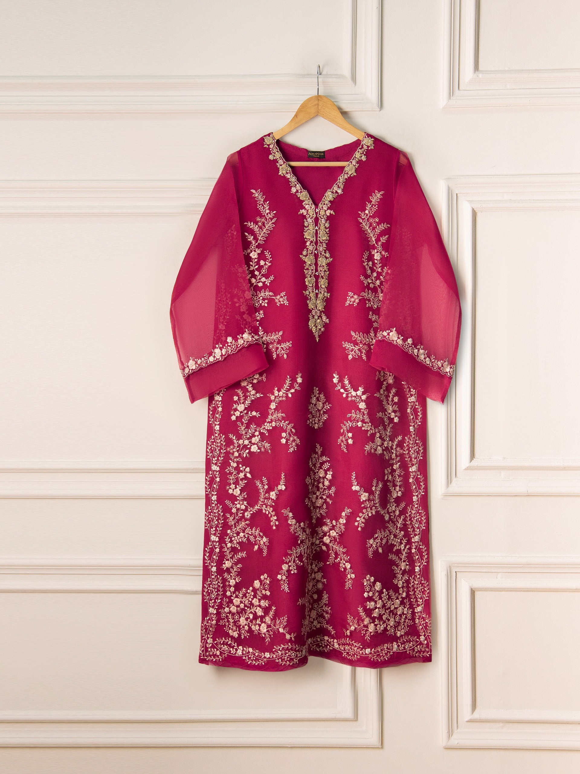 3 Piece - Pure Organza Embroidered Suit S110966 - Image 2