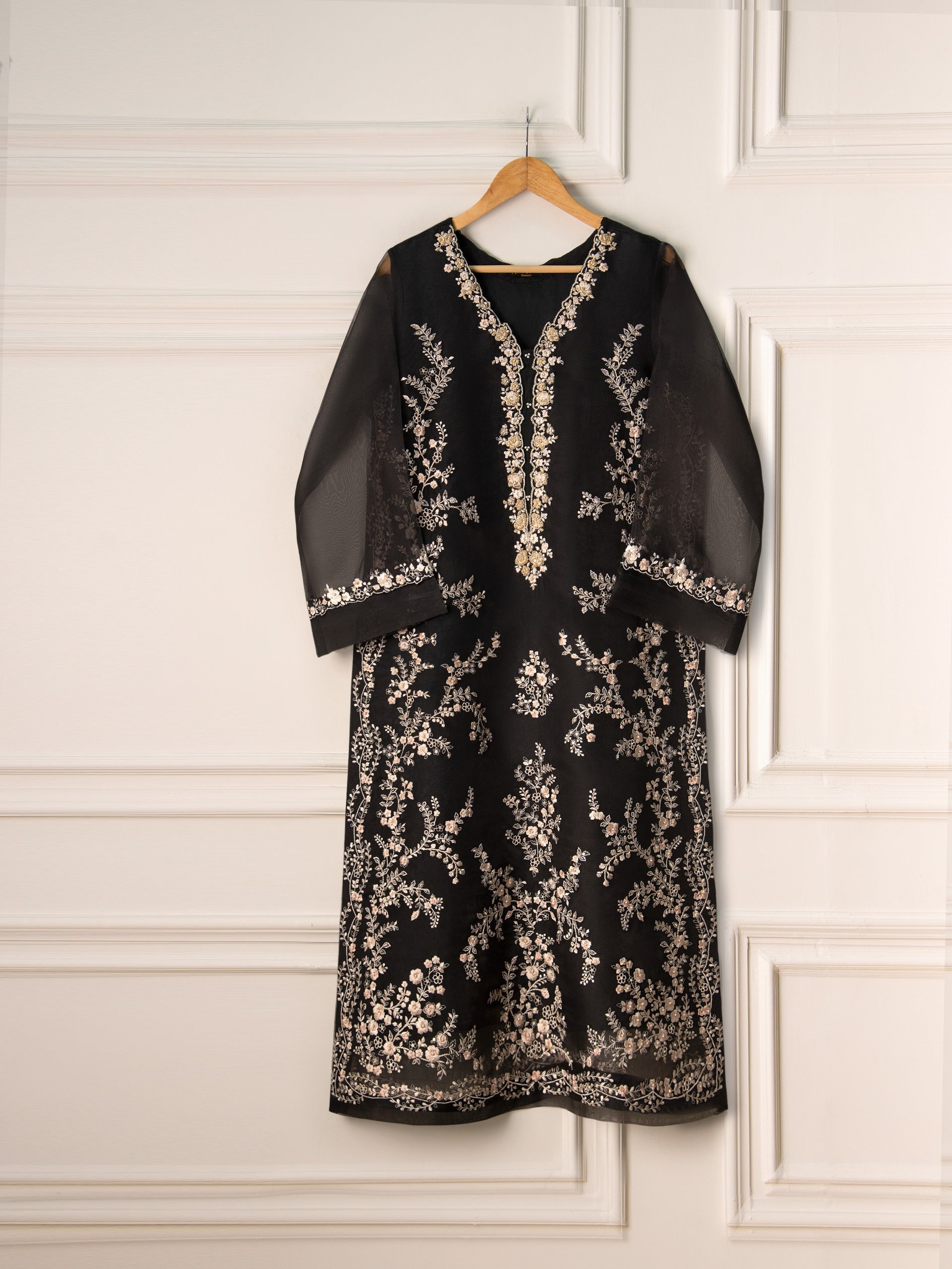 3 Piece - Pure Organza Embroidered Suit S111013 - Image 2