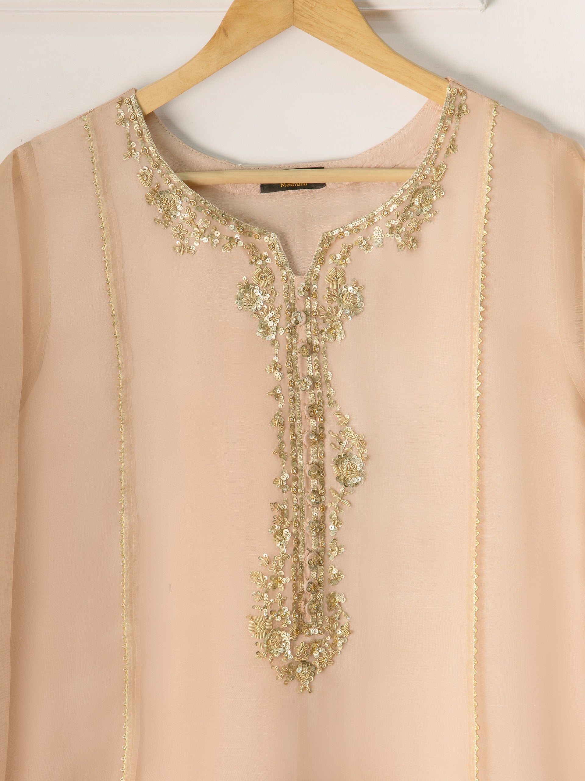 3 Piece - Pure Organza Embroidered Suit S111050 - Image 2