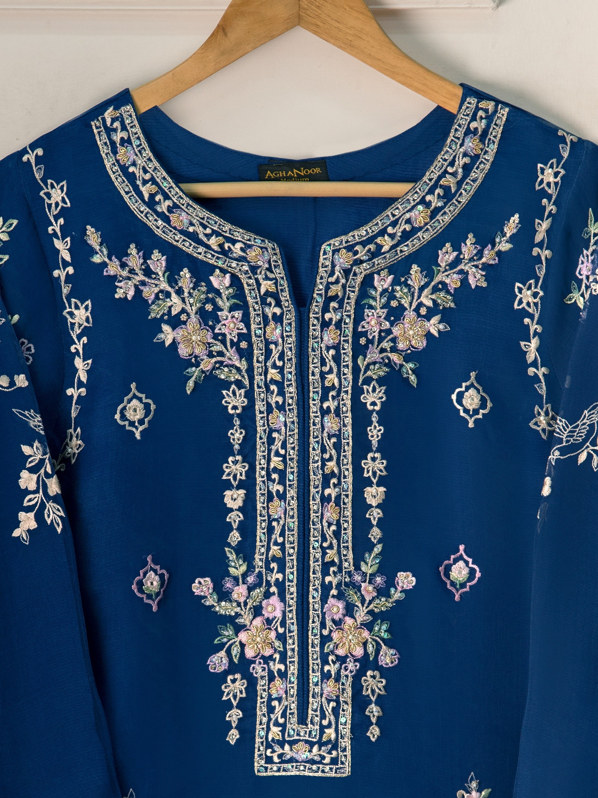 3 Piece - Pure Organza Embroidered Suit S111128 - Image 3