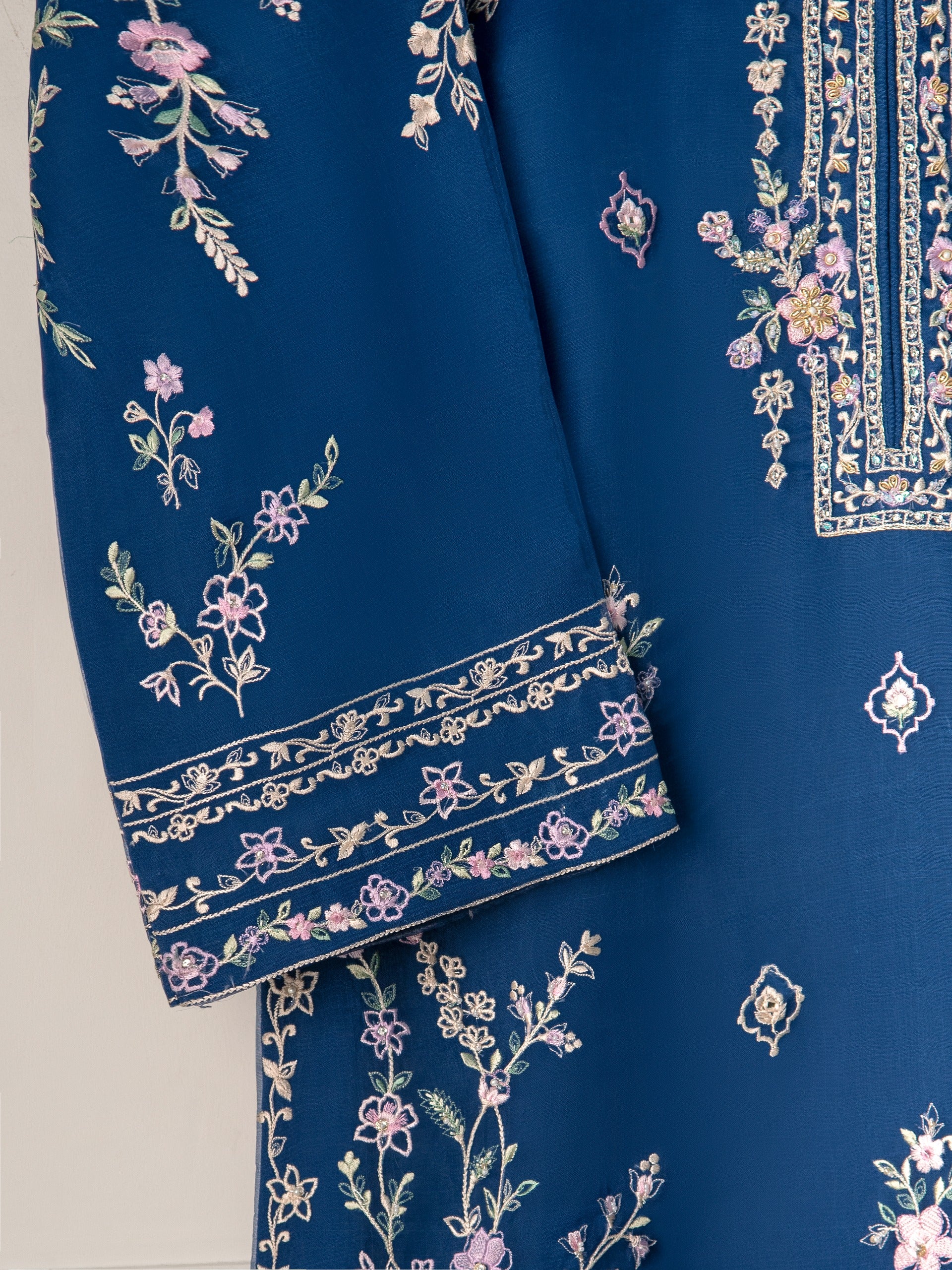 3 Piece - Pure Organza Embroidered Suit S111128 - Image 4