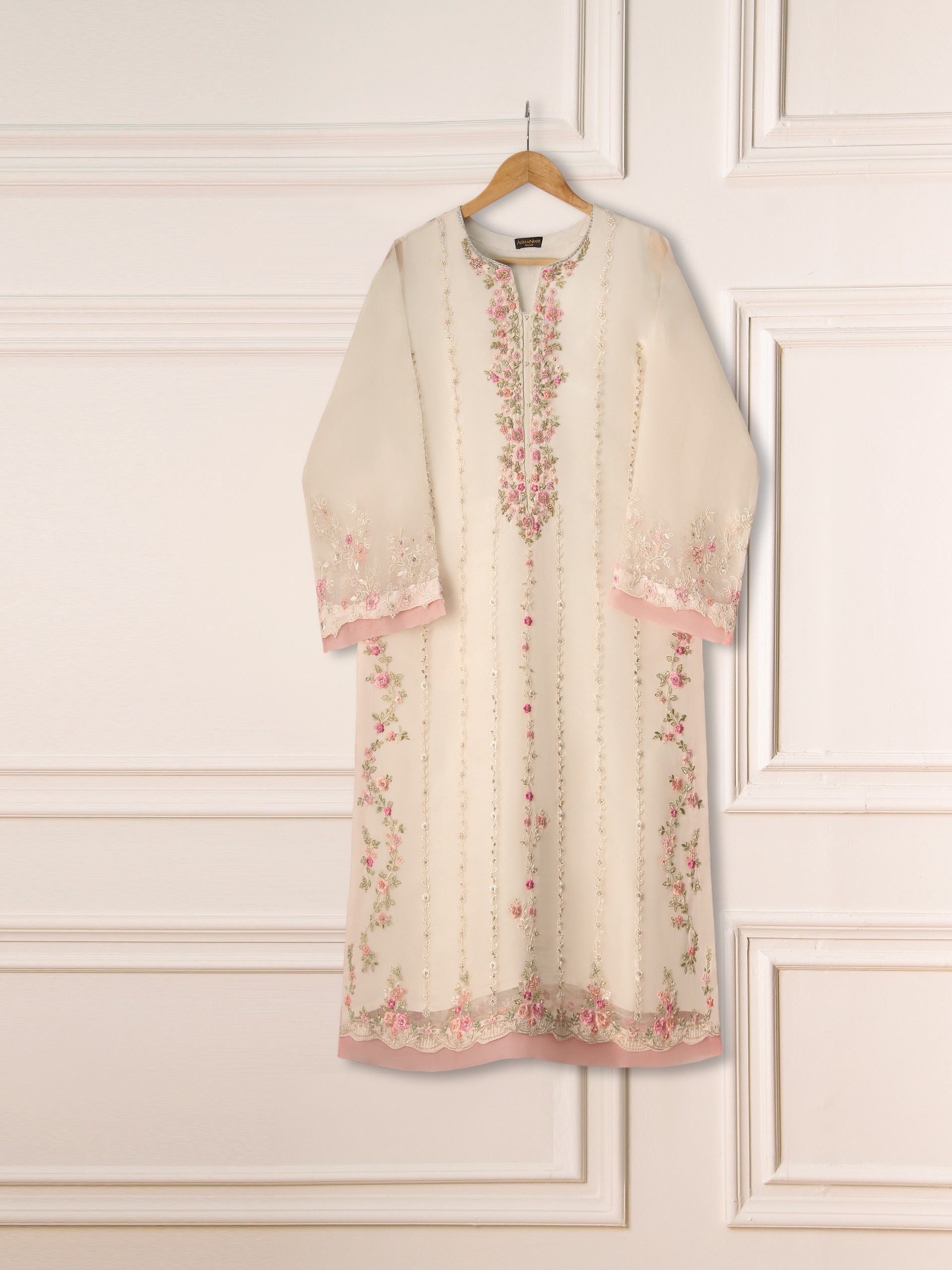 3 Piece- Pure Organza Embroidered Suit S111225 - Image 2
