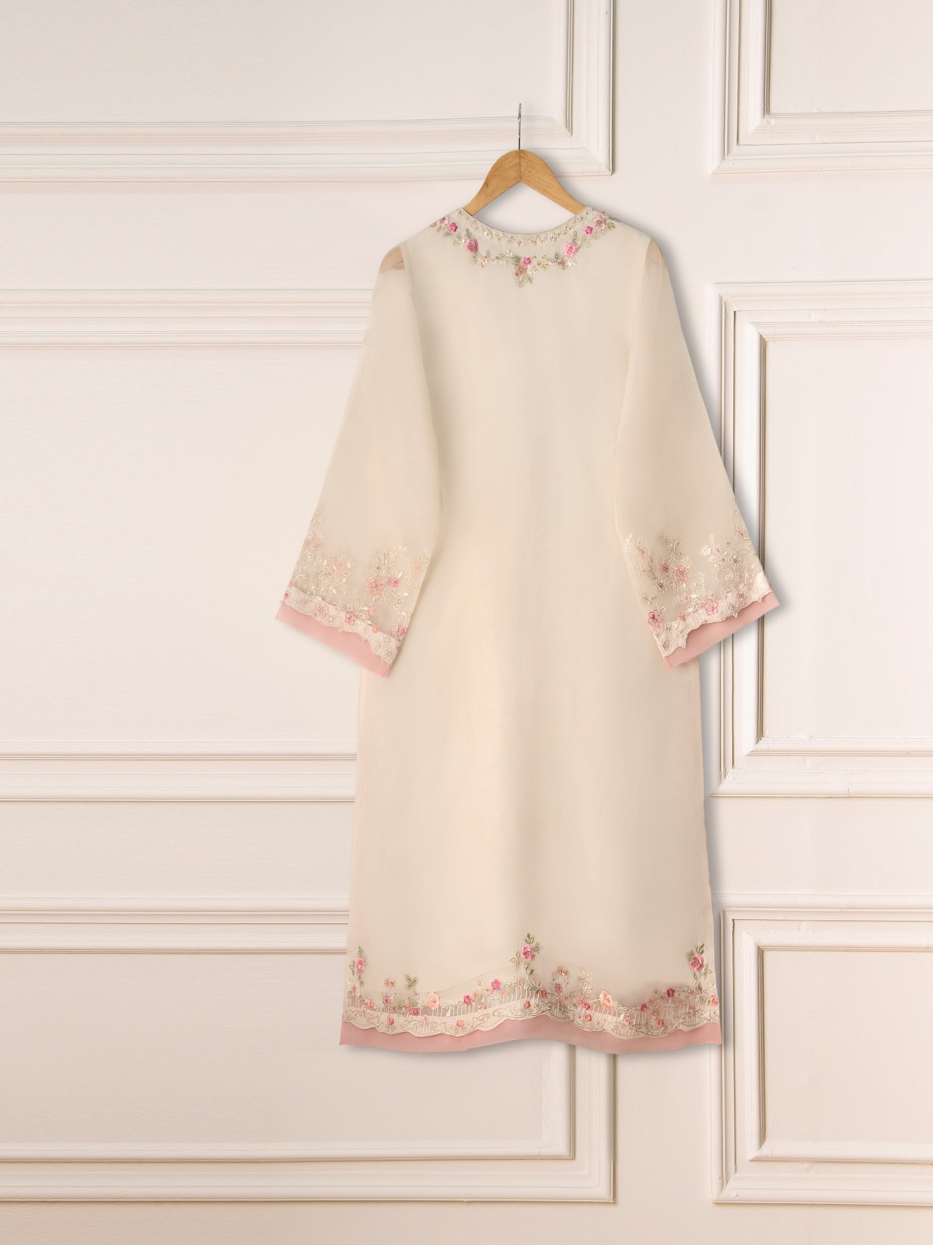 3 Piece- Pure Organza Embroidered Suit S111225 - Image 6