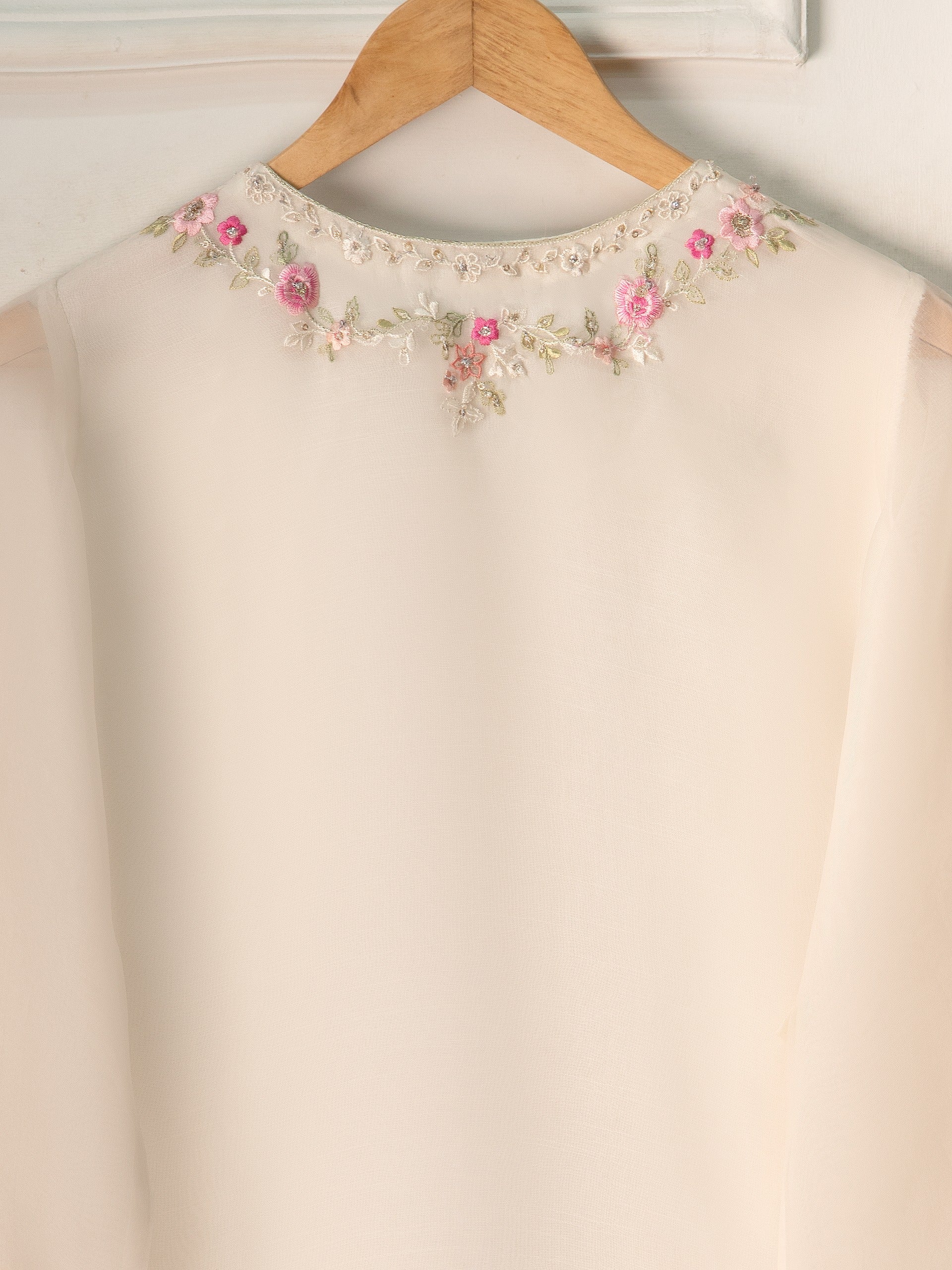 3 Piece- Pure Organza Embroidered Suit S111225 - Image 7