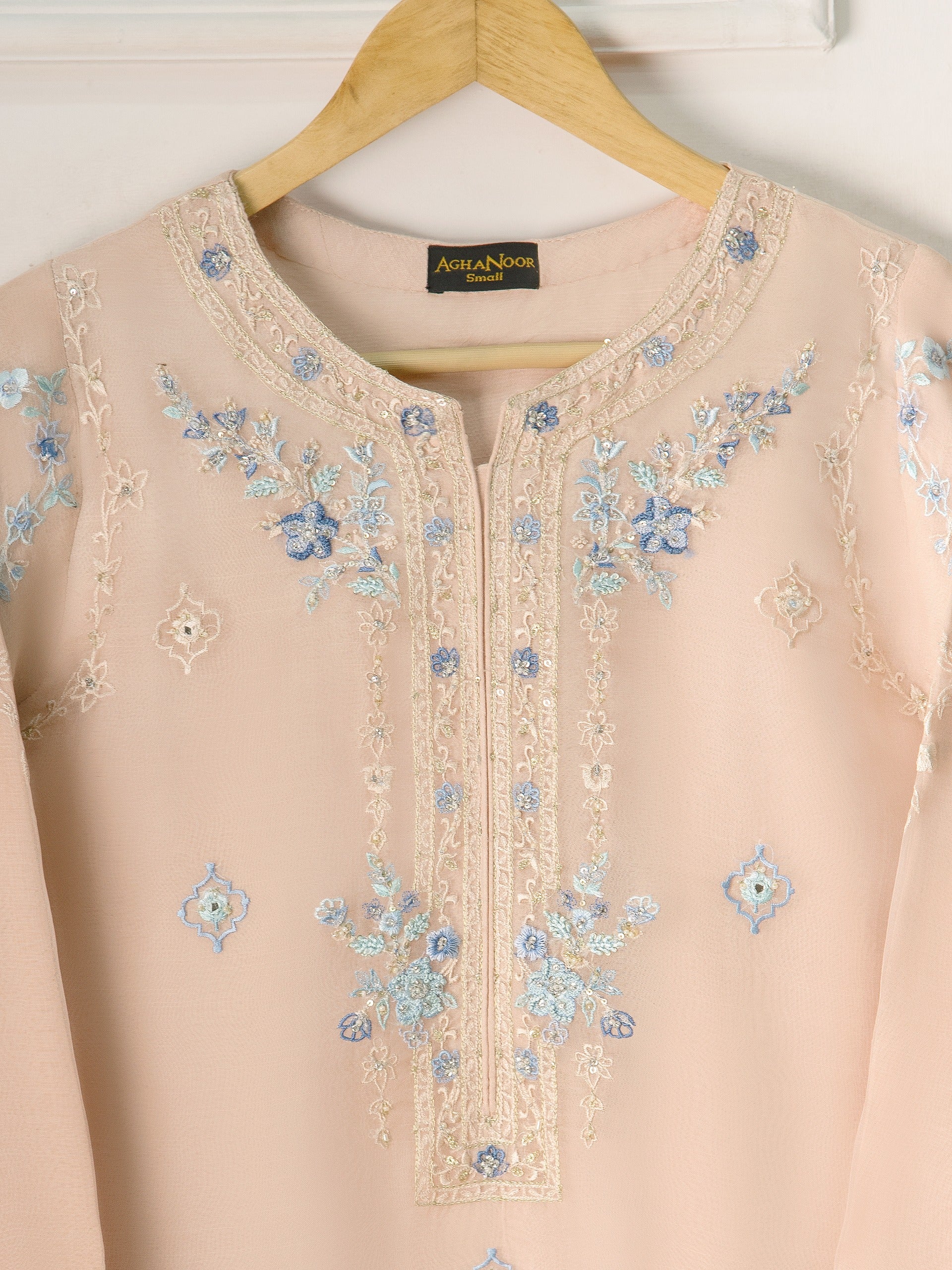 3 Piece - Pure Organza Embroidered Suit S111244 - Image 3