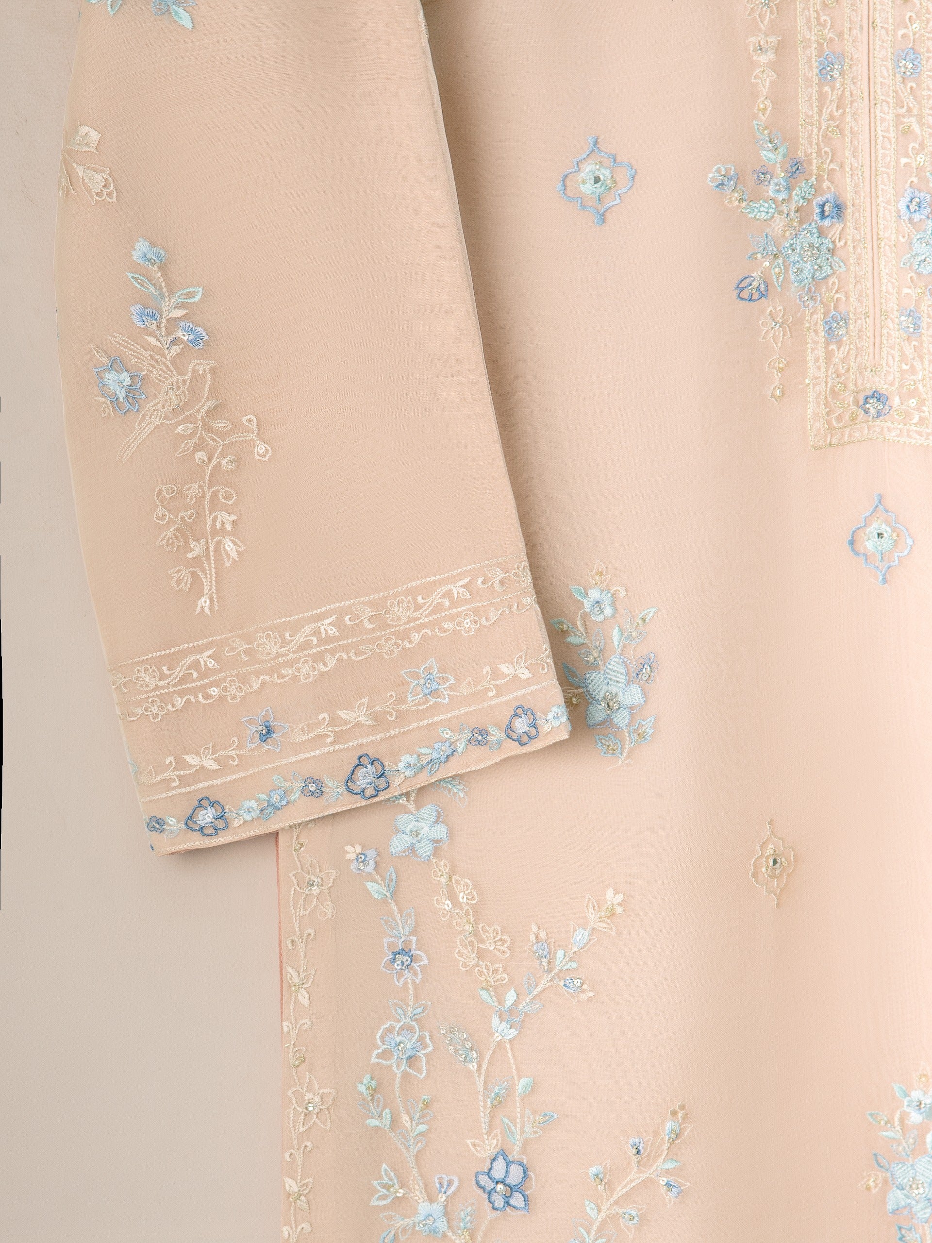 3 Piece - Pure Organza Embroidered Suit S111244 - Image 4