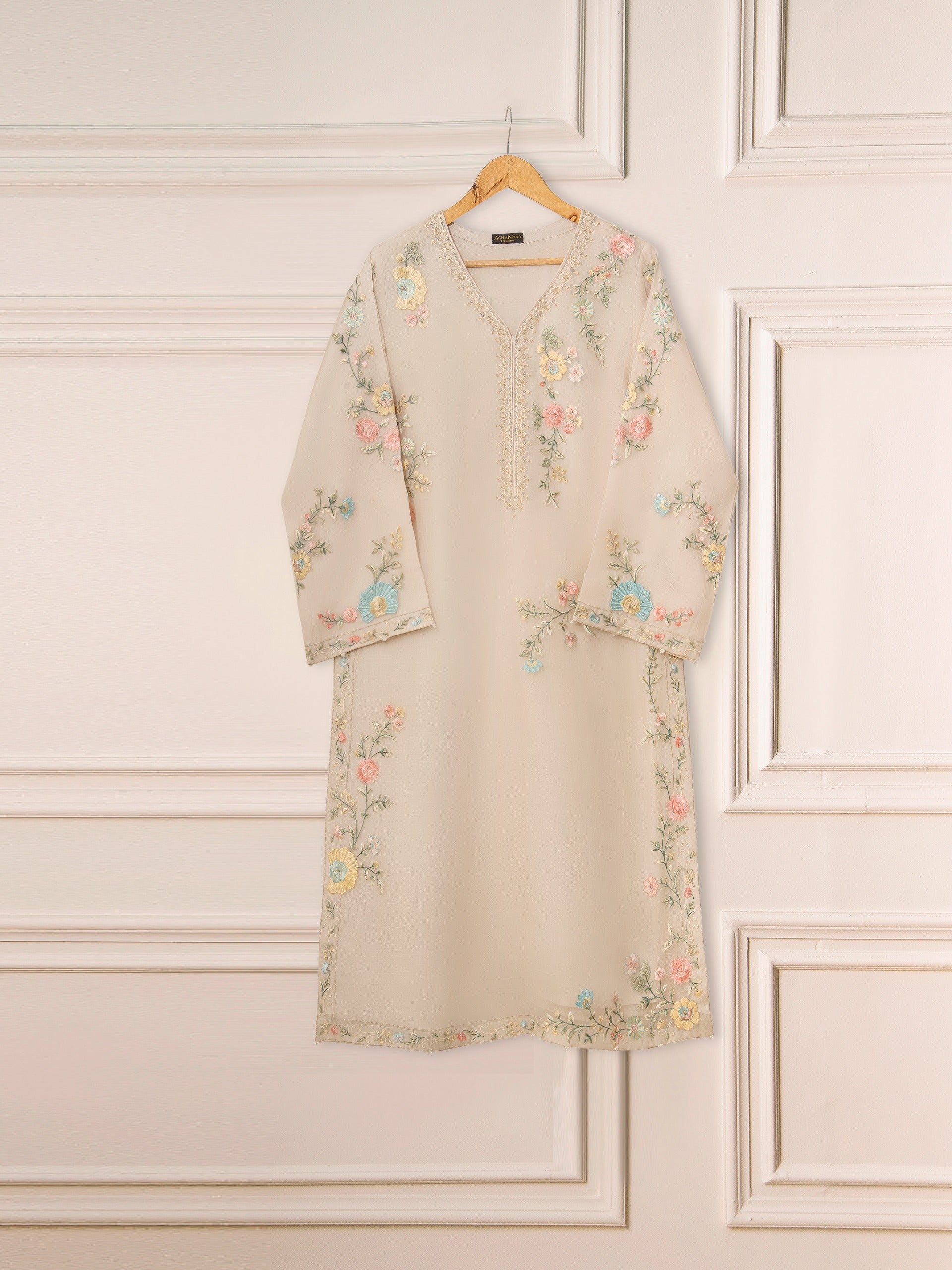 3 Piece - Pure Organza Embroidered Suit S111248 - Image 2