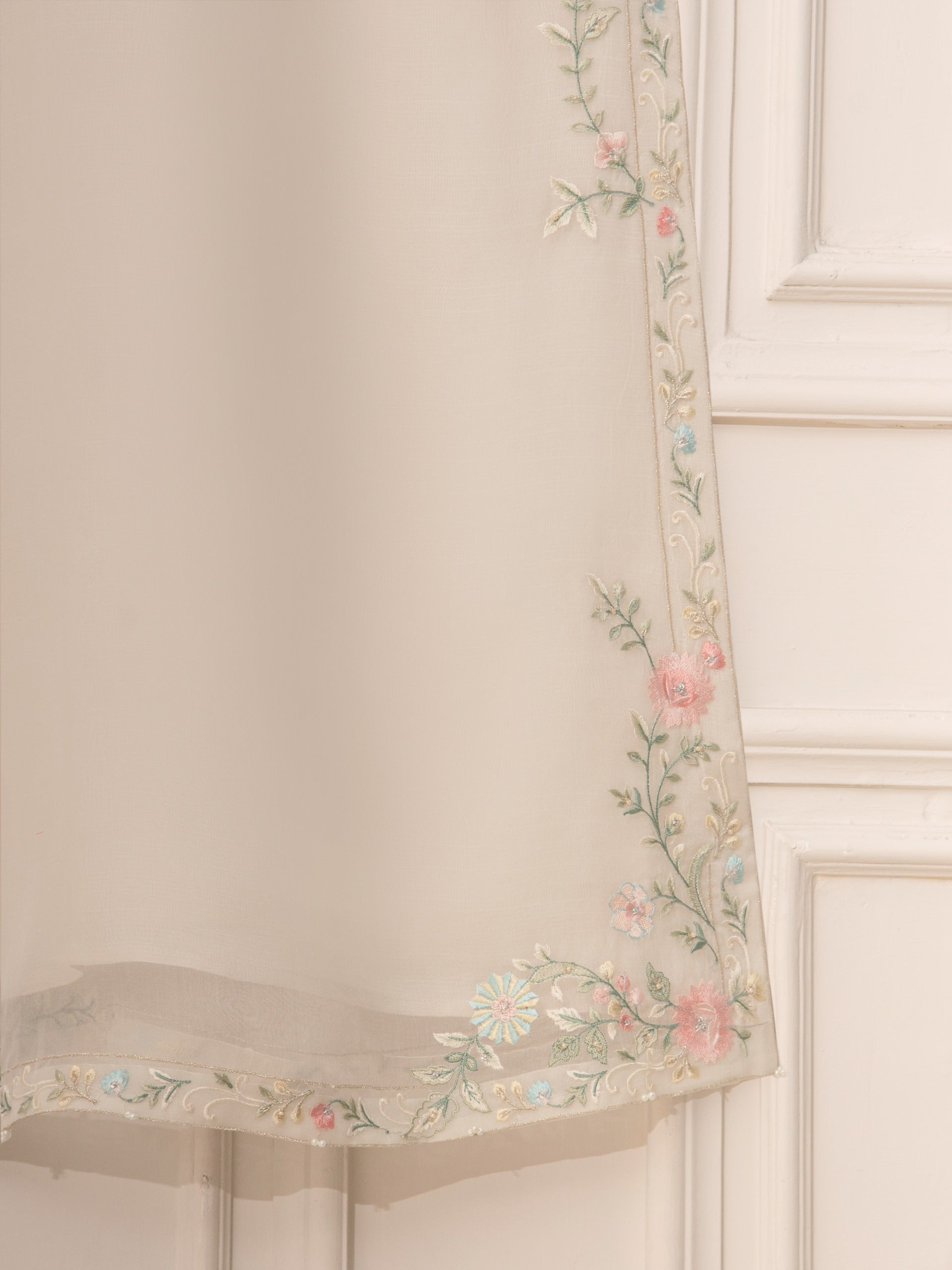 3 Piece - Pure Organza Embroidered Suit S111248 - Image 7