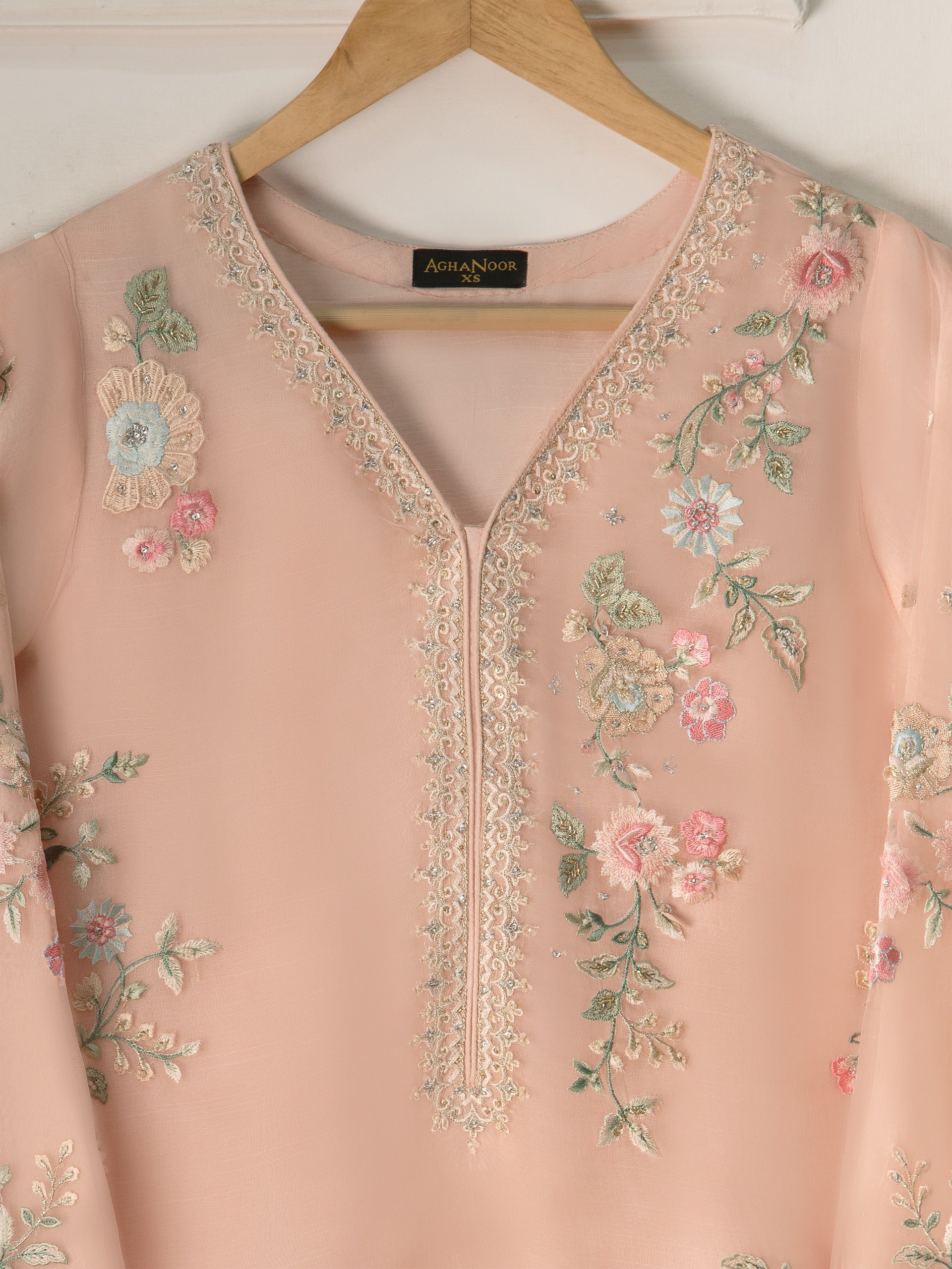 3 Piece - Pure Organza Embroidered Suit S111249 - Image 3