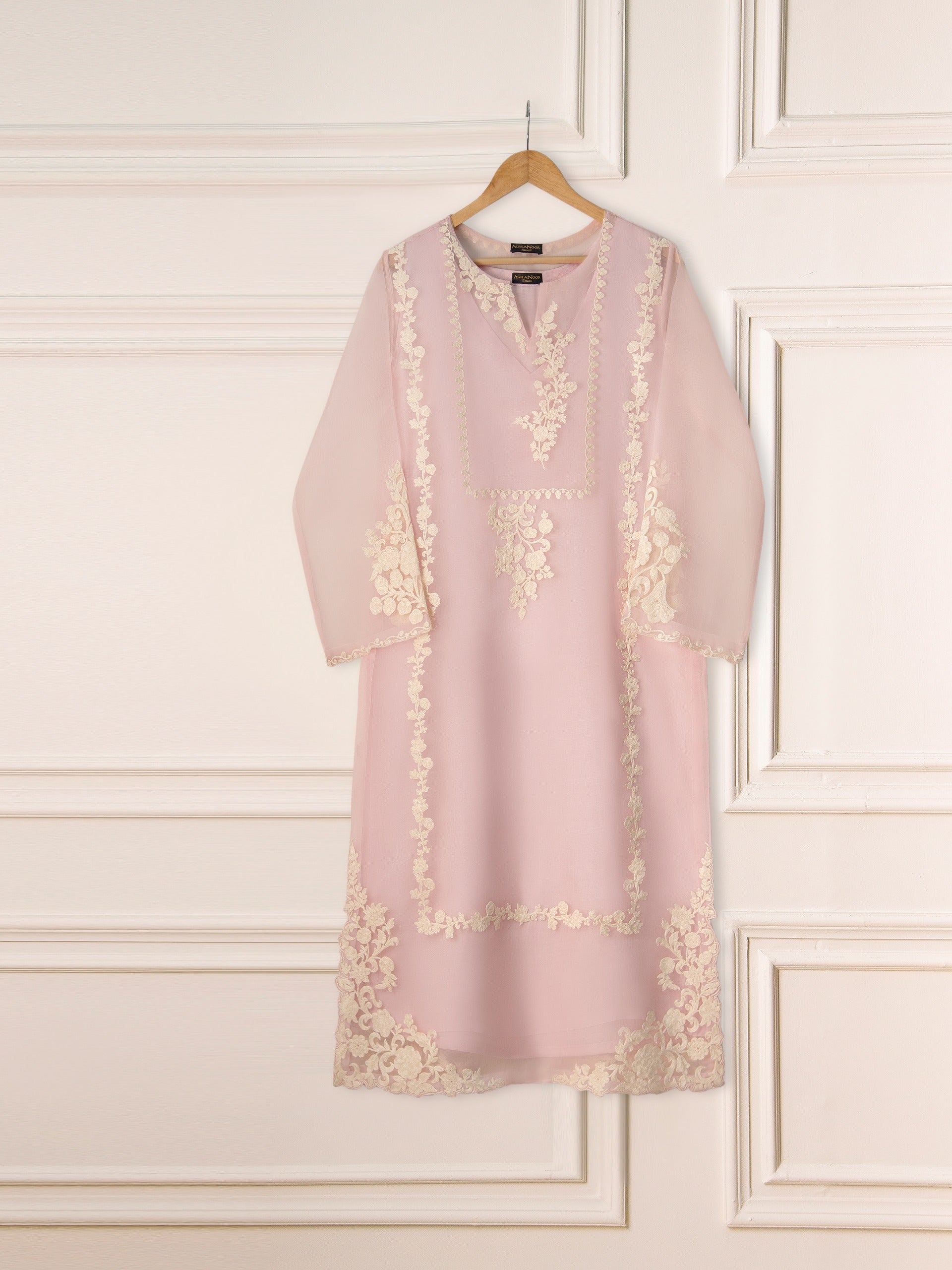 3 Piece- Pure Organza Embroidered Suit S111253 - Image 2
