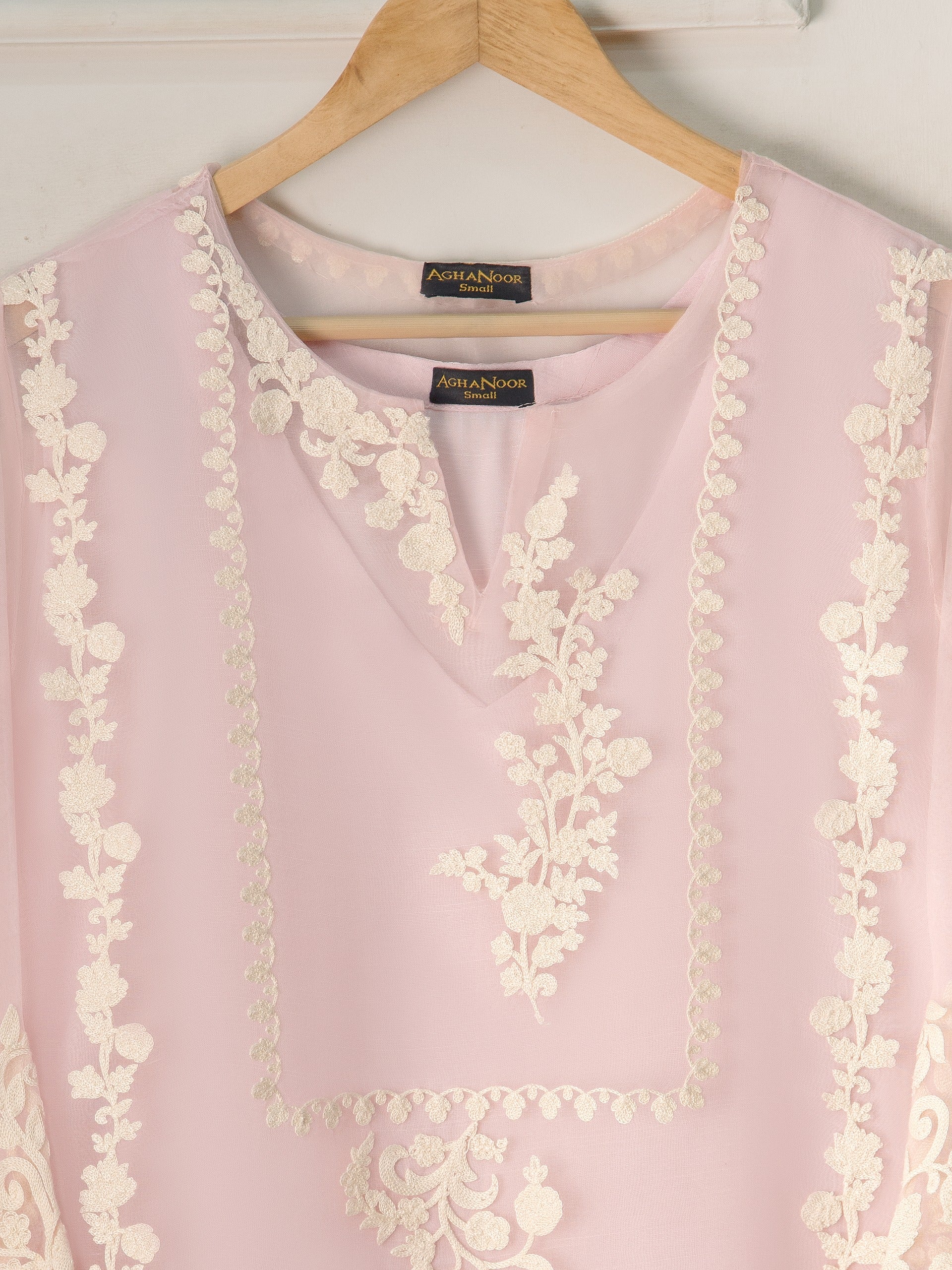 3 Piece- Pure Organza Embroidered Suit S111253 - Image 3