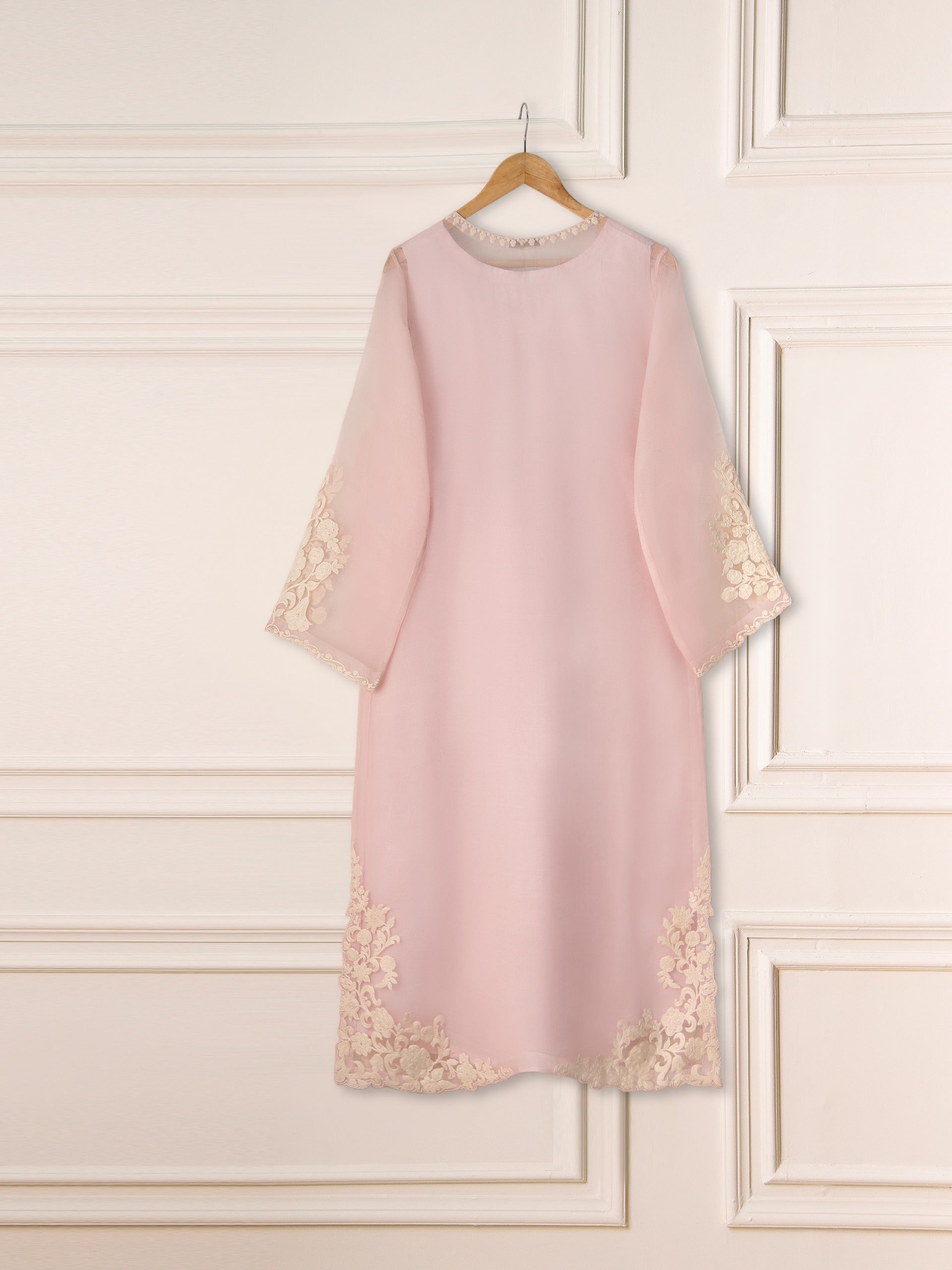 3 Piece- Pure Organza Embroidered Suit S111253 - Image 6