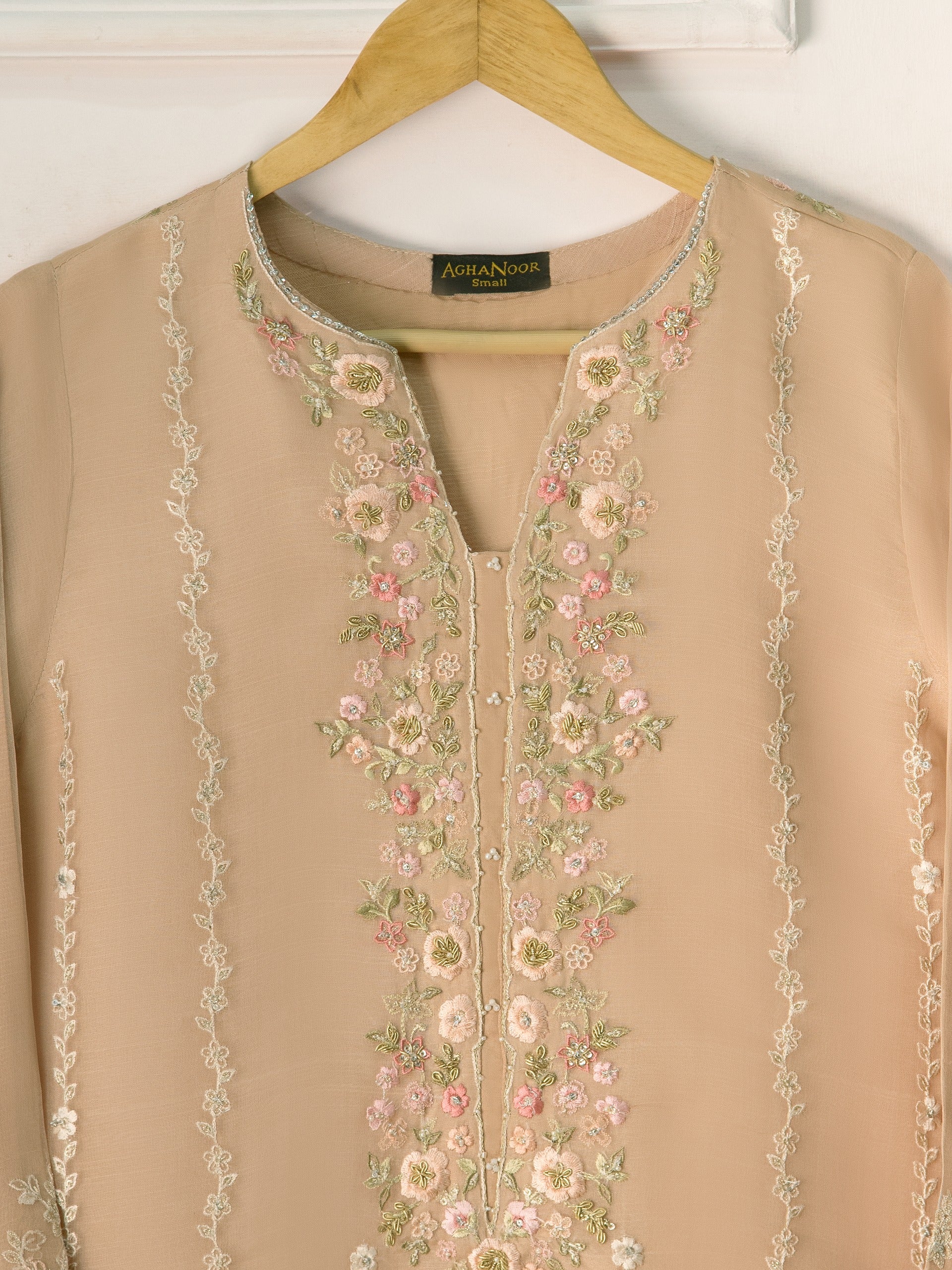 3 Piece - Pure Organza Embroidered Suit S111254 - Image 3