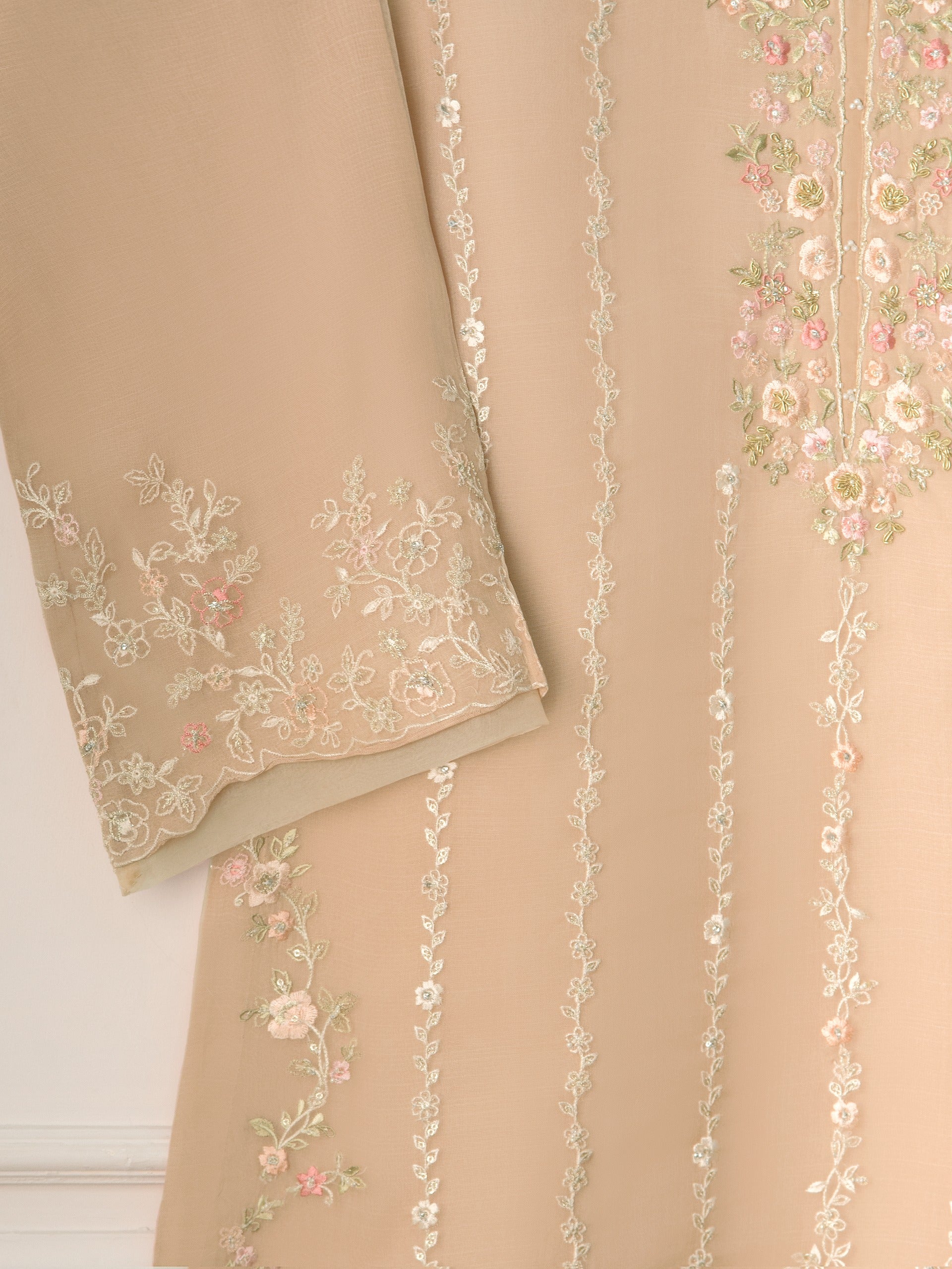 3 Piece - Pure Organza Embroidered Suit S111254 - Image 4