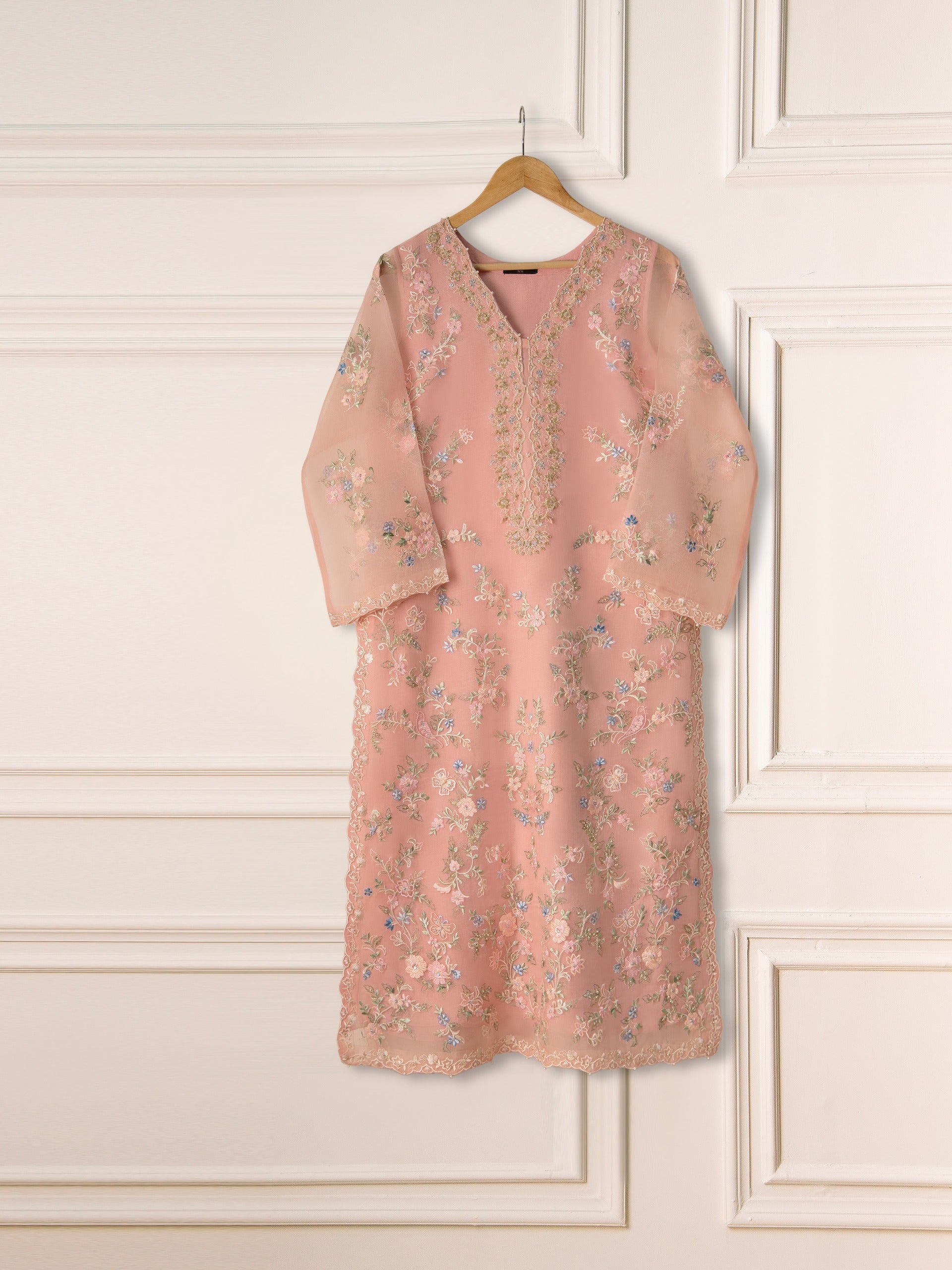 3 Piece - Pure Organza Embroidered Suit S111273 - Image 2