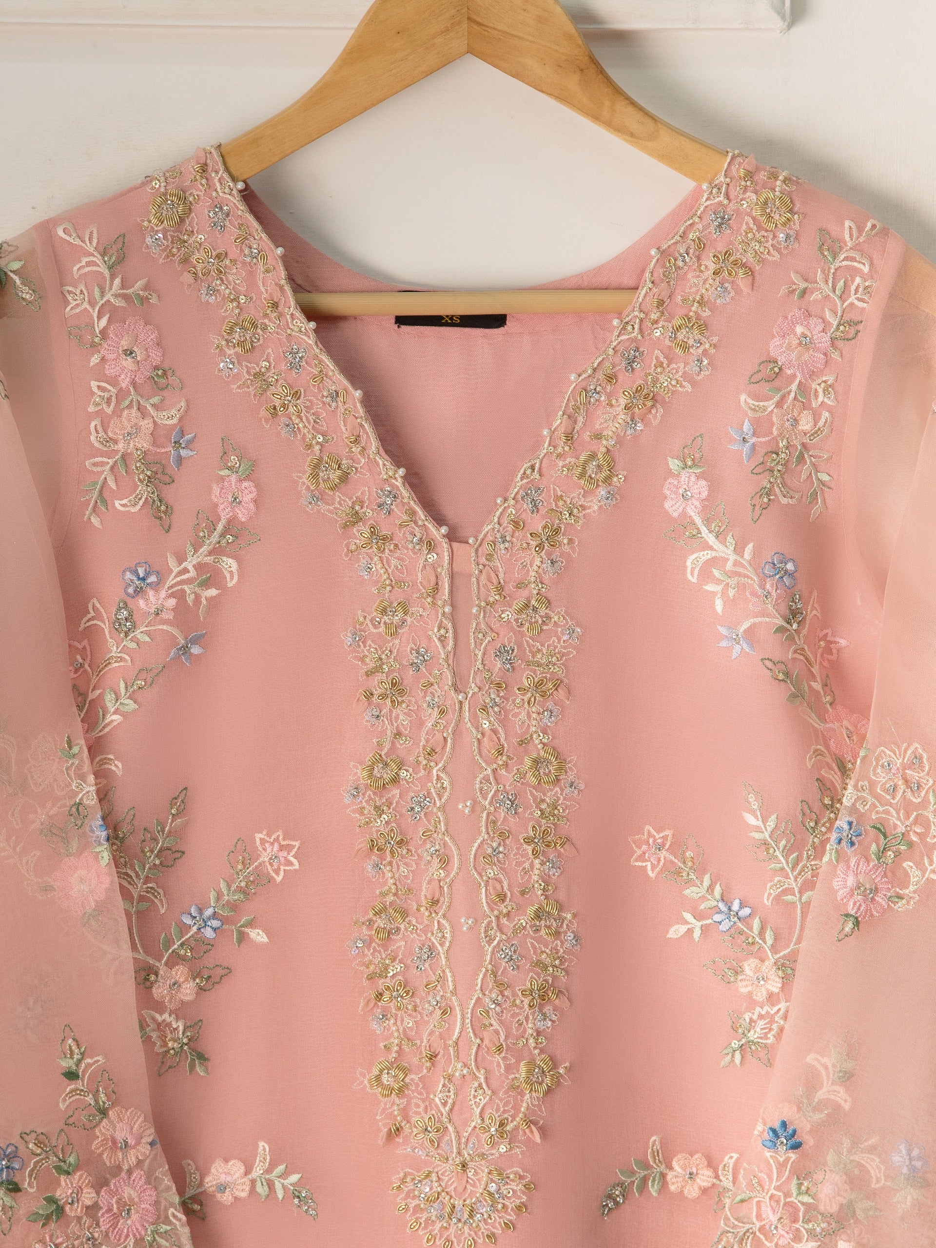 3 Piece - Pure Organza Embroidered Suit S111273 - Image 3
