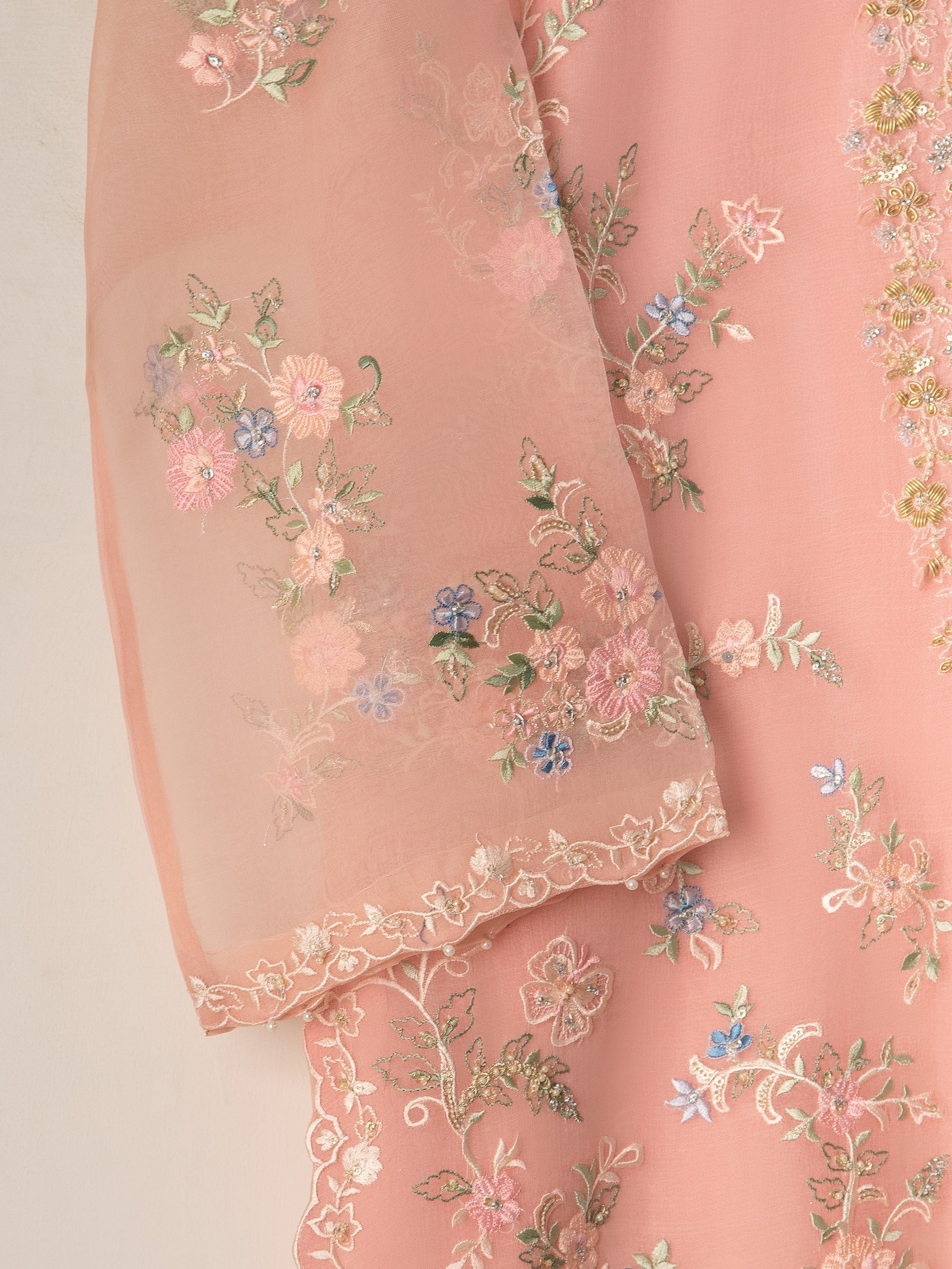 3 Piece - Pure Organza Embroidered Suit S111273 - Image 4