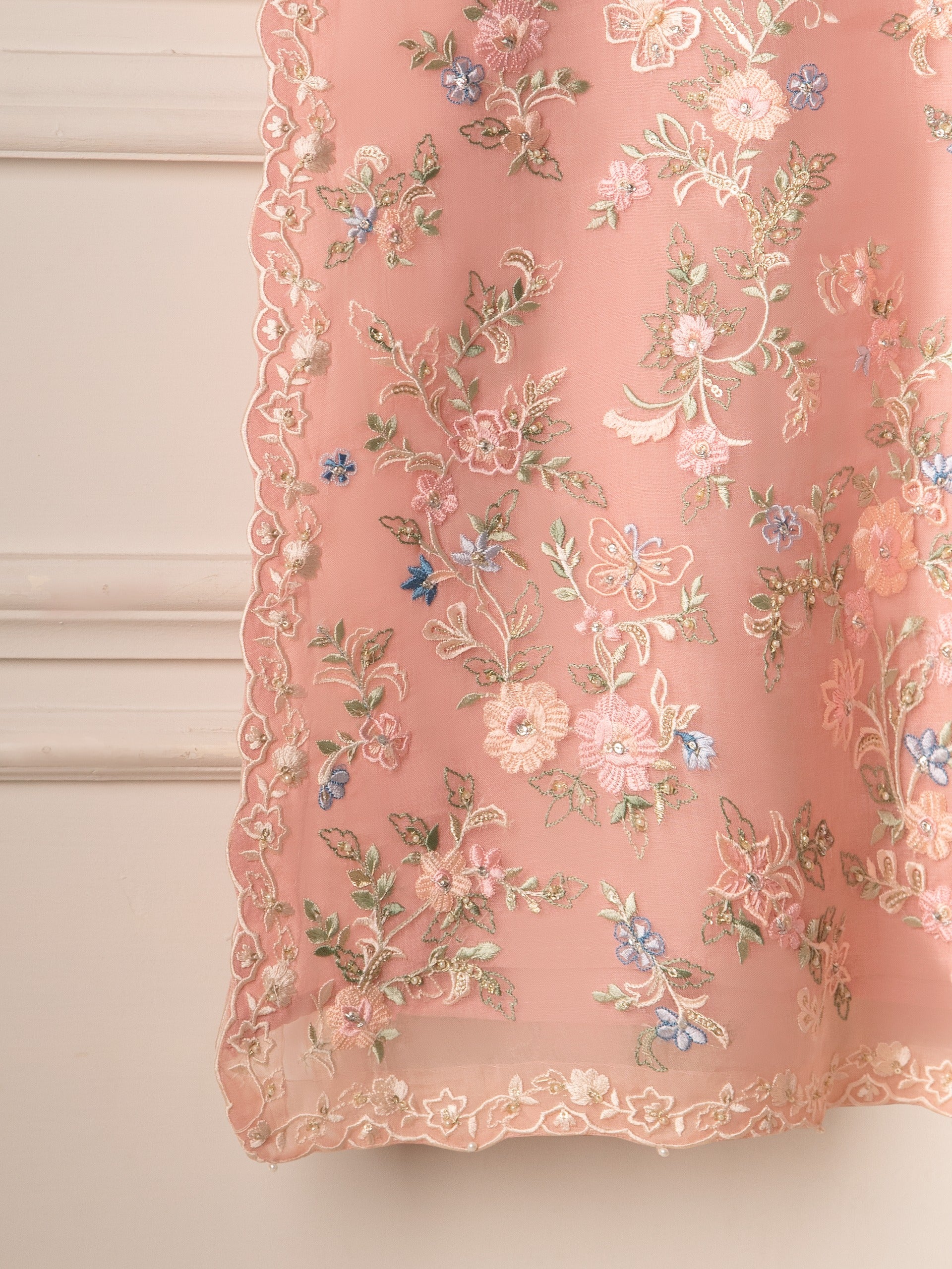 3 Piece - Pure Organza Embroidered Suit S111273 - Image 5