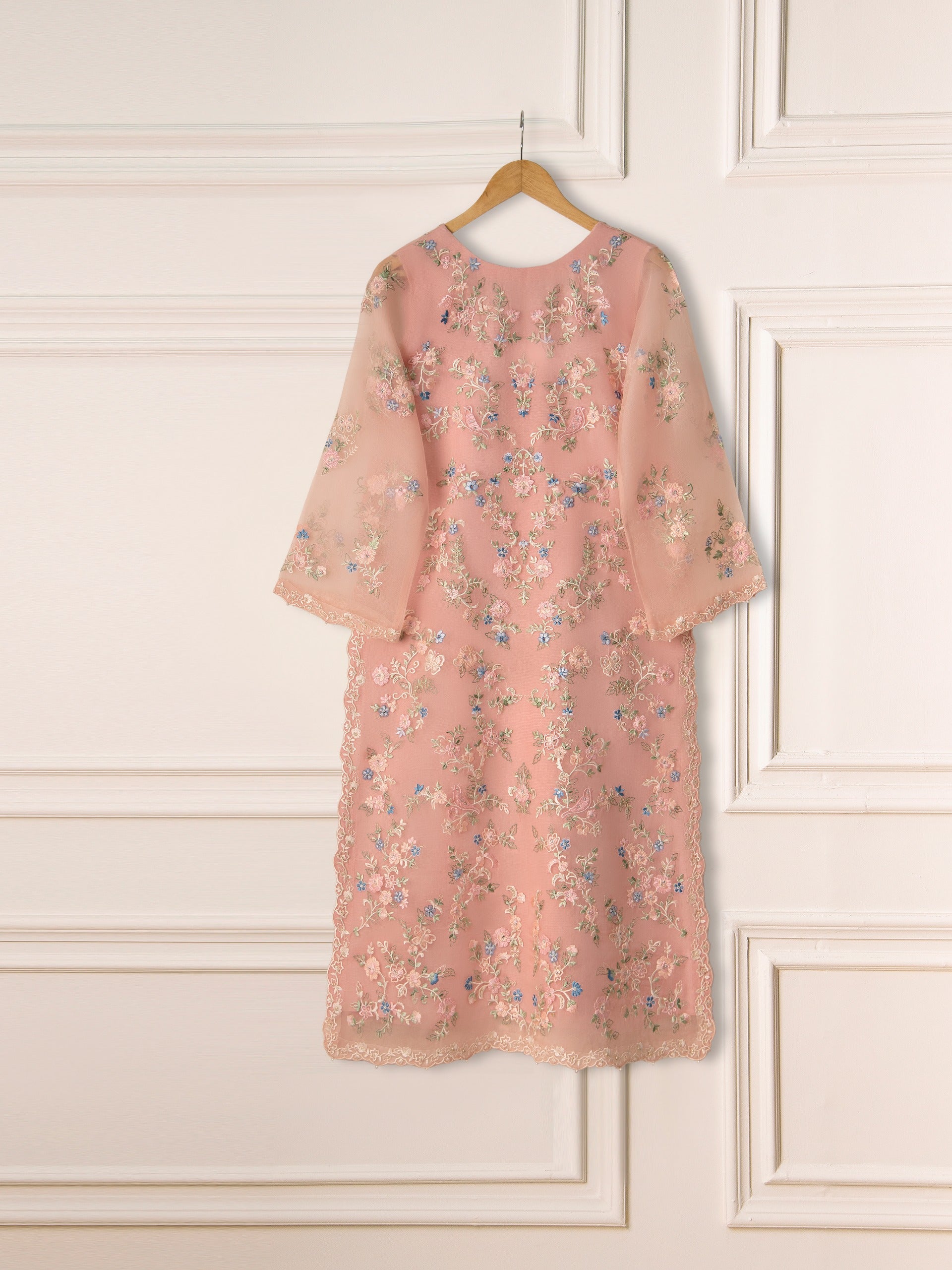 3 Piece - Pure Organza Embroidered Suit S111273 - Image 6