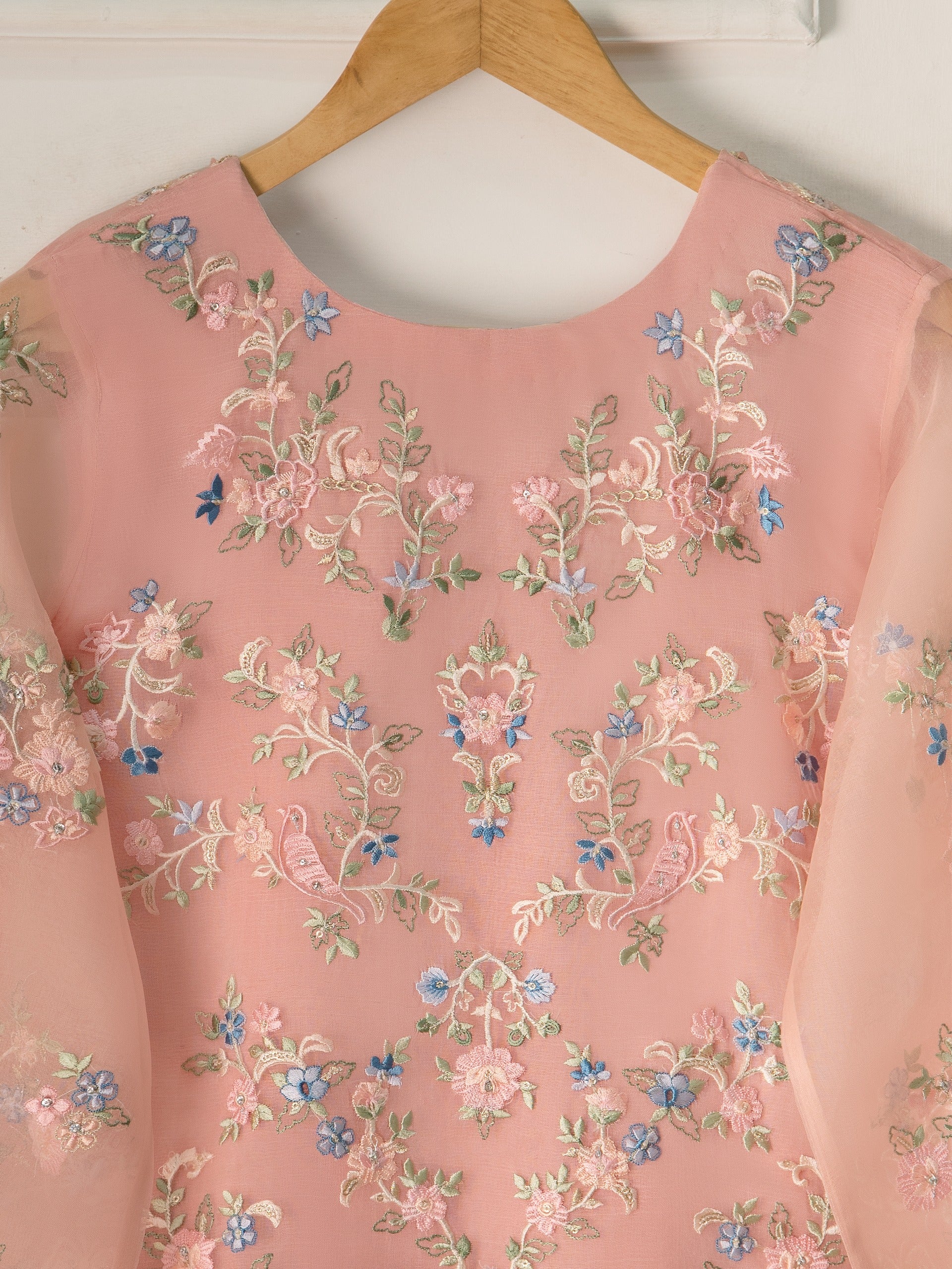 3 Piece - Pure Organza Embroidered Suit S111273 - Image 7