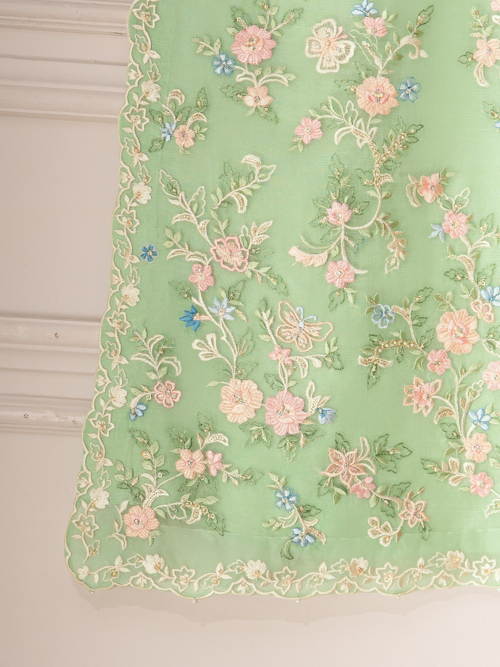 3 Piece - Pure Organza Embroidered Suit S111296 - Image 5